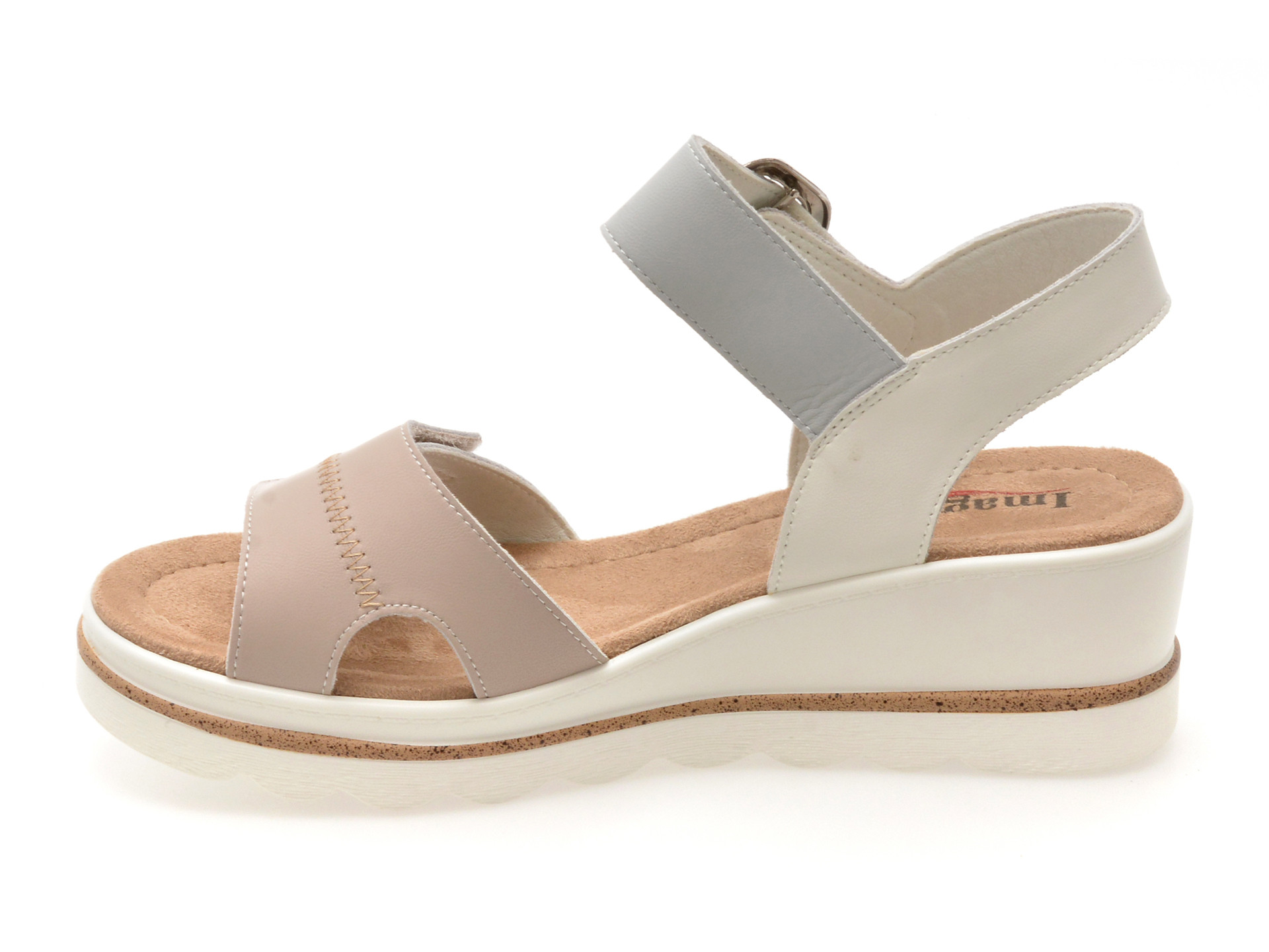 Sandale IMAGE albe, 1152H16, din piele naturala