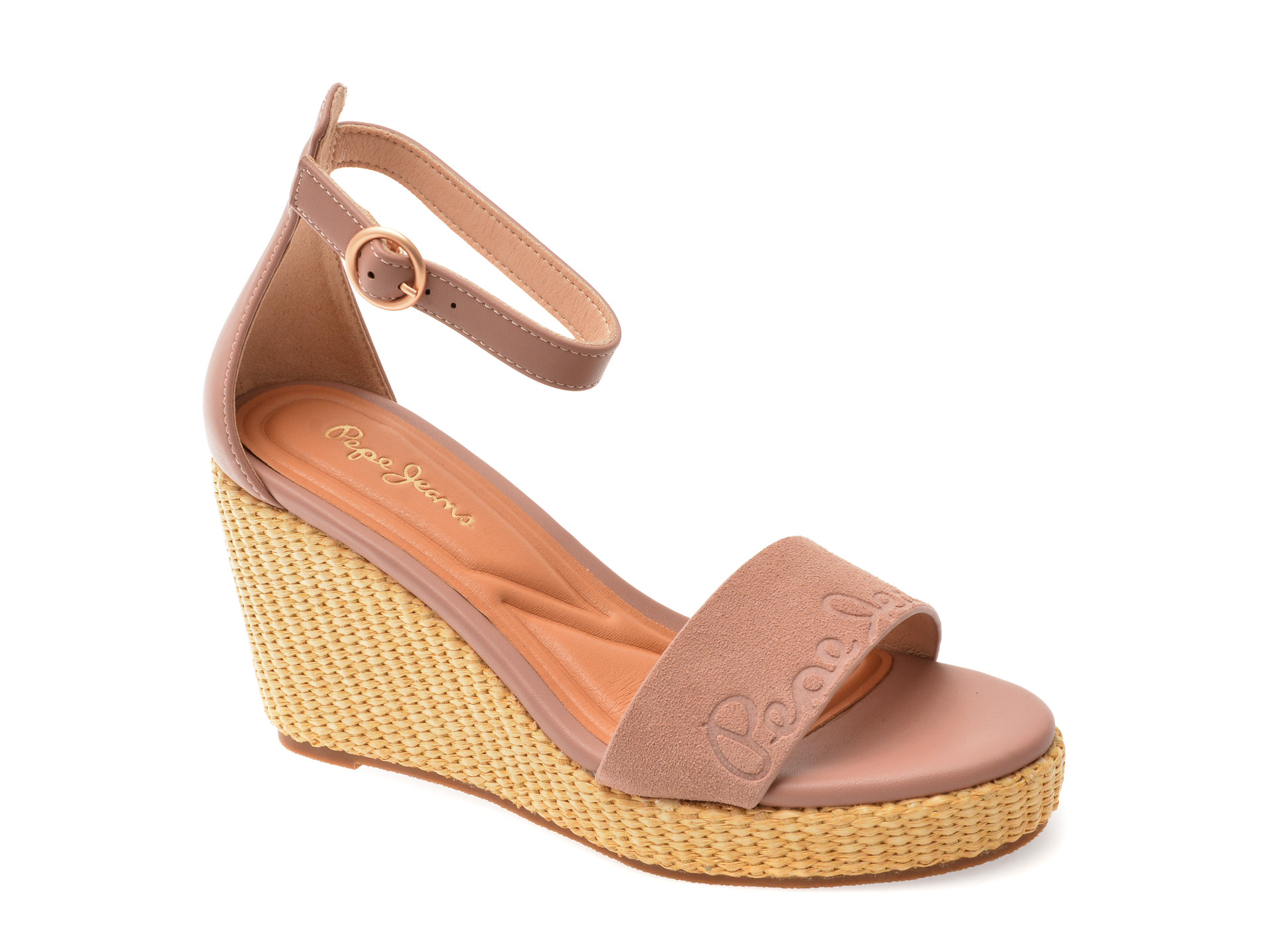 Sandale PEPE JEANS roz, WAYNA LOG, din piele ecologica