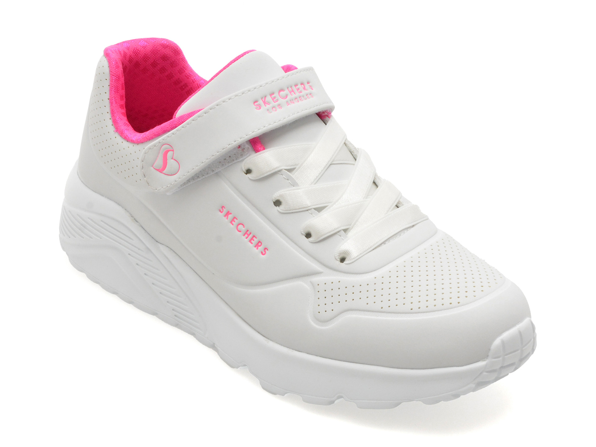 Pantofi sport SKECHERS albi, UNO LITE, din piele ecologica