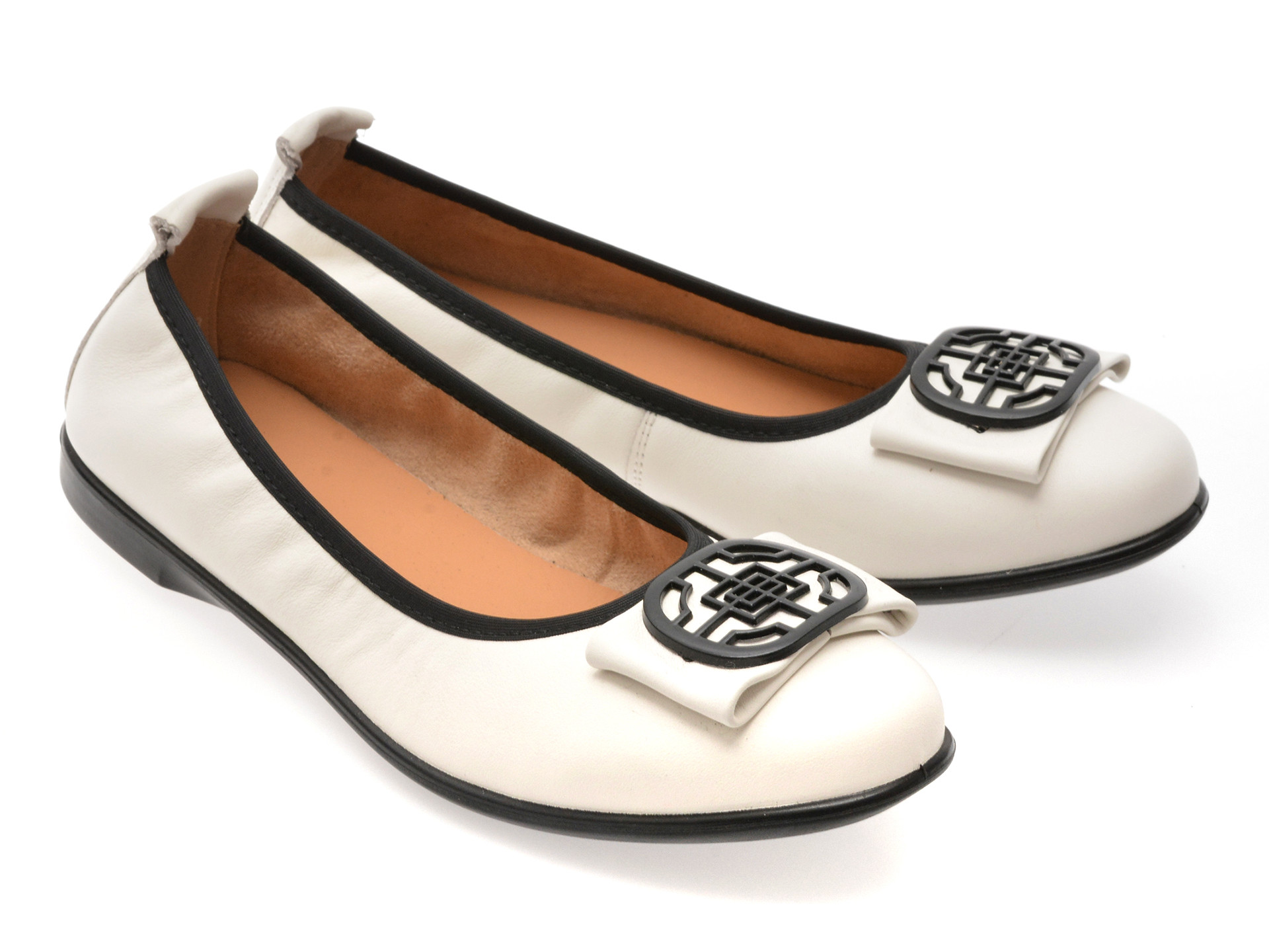 Balerini IMAGE albi, 172111, din piele naturala