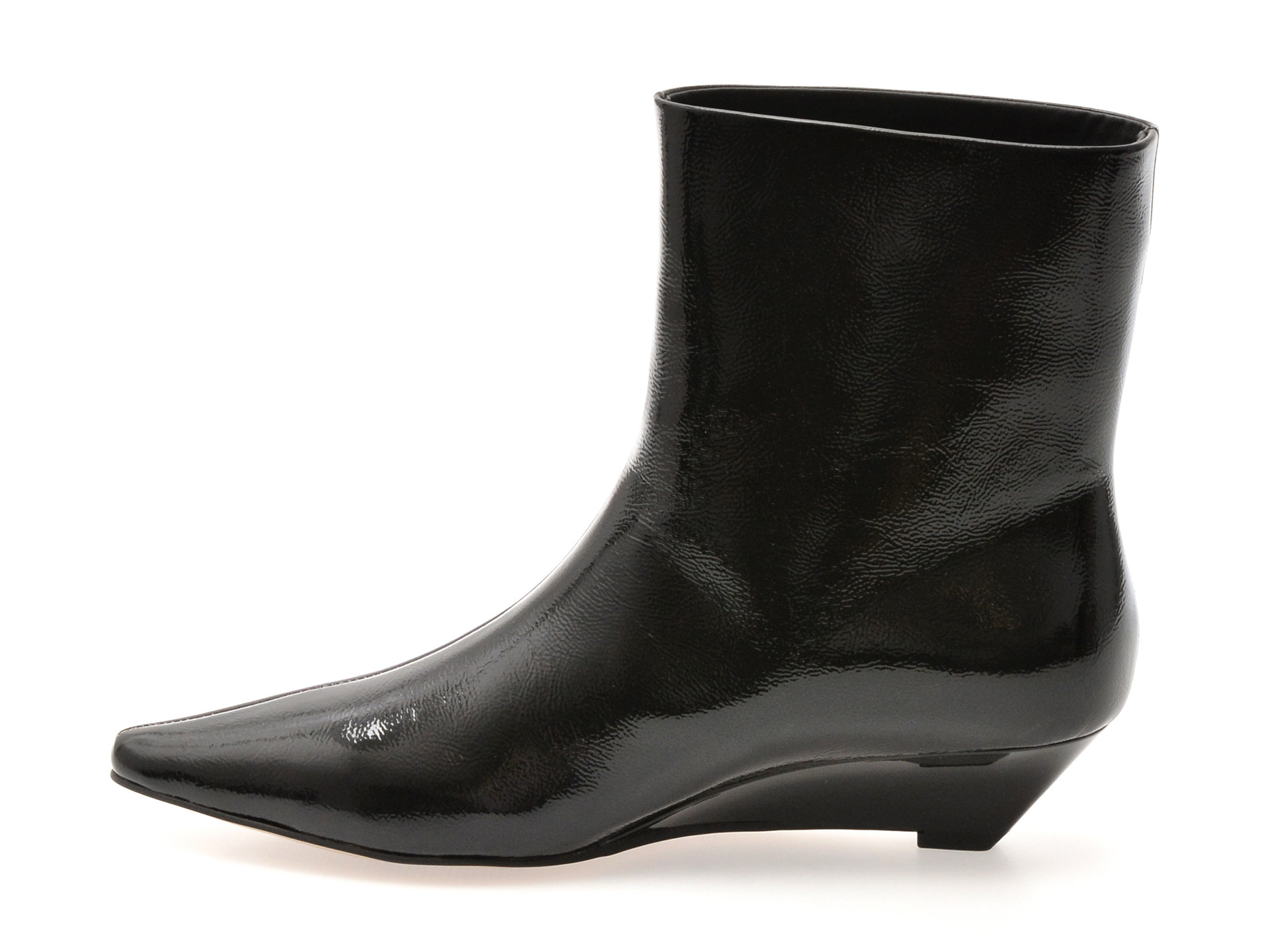 Botine elegante EPICA negre, B238, din piele naturala lacuita