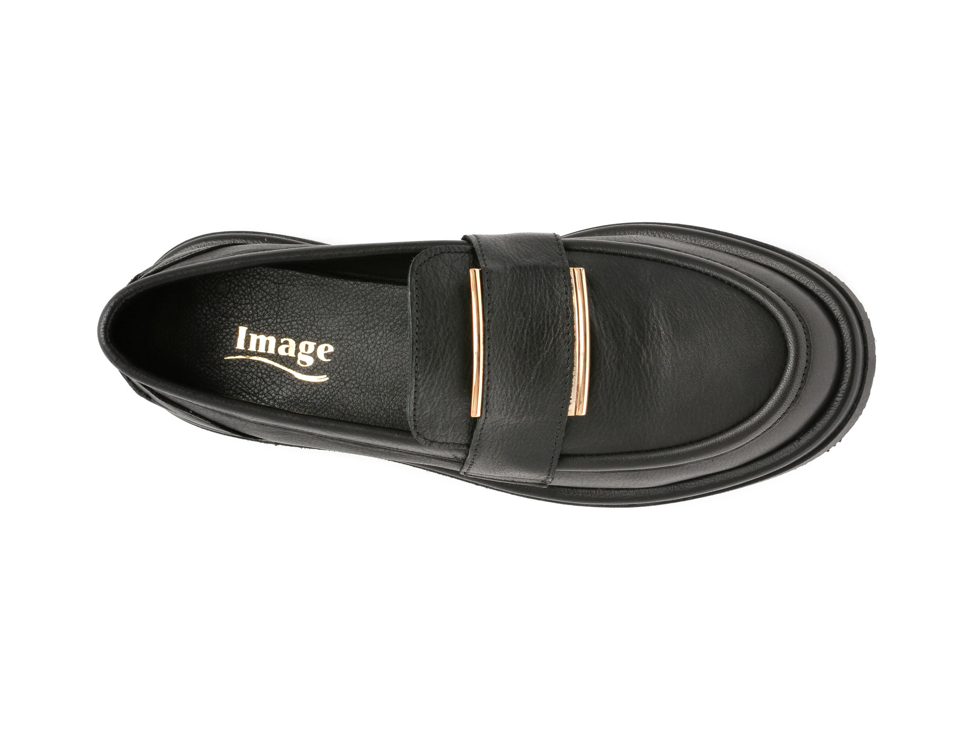 Mocasini IMAGE negri, 3774024, din piele naturala