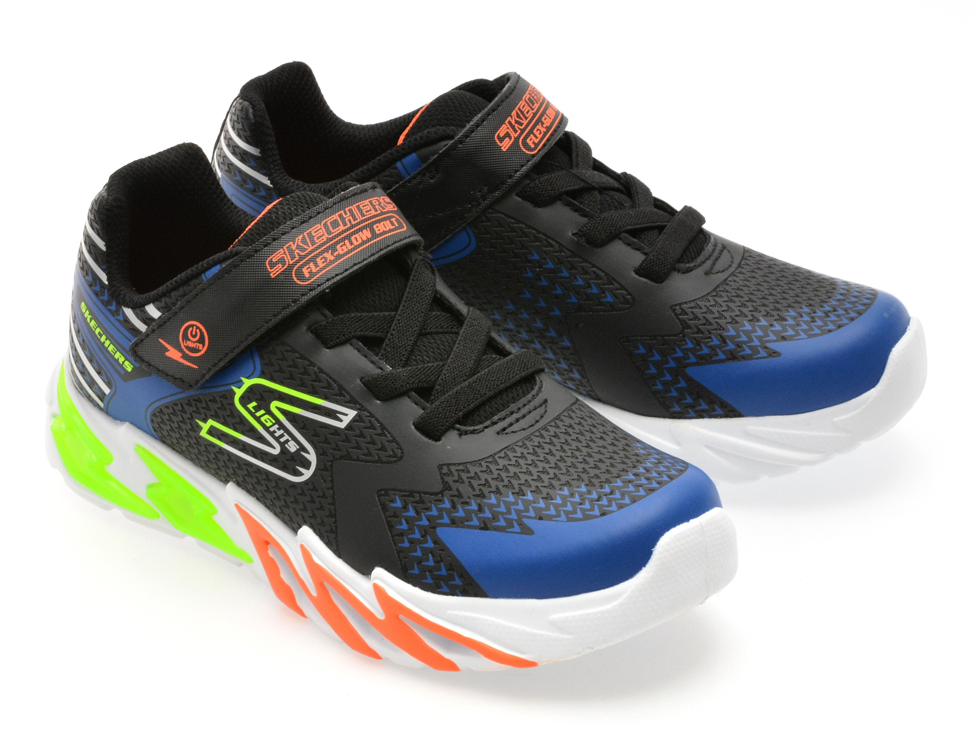 Pantofi sport SKECHERS negri, FLEX-GLOW BOLT, din material textil