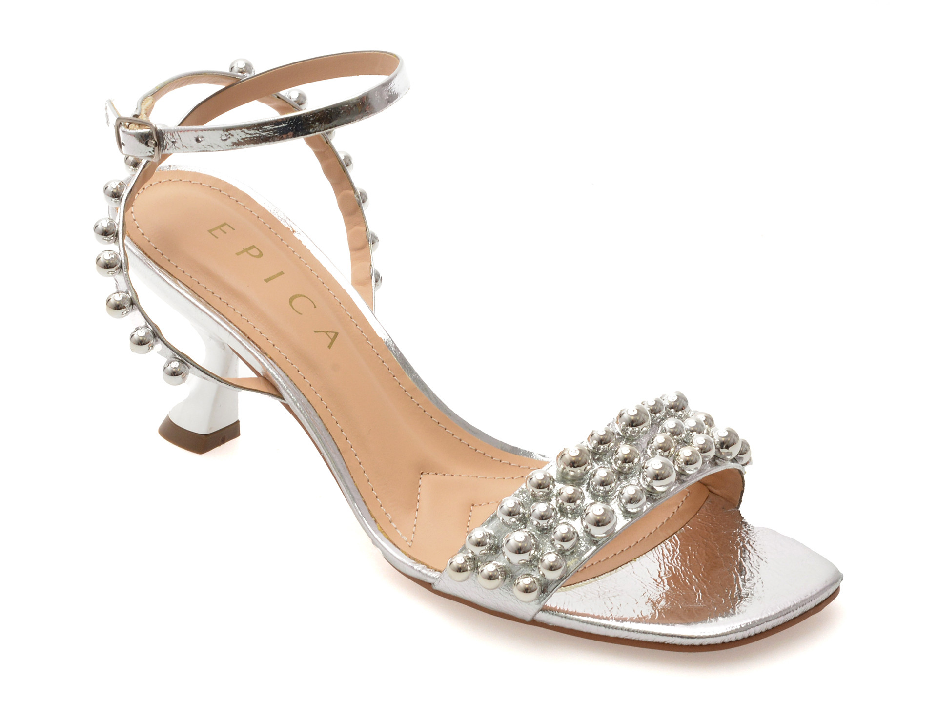 Sandale elegante EPICA argintii, 2541001, din piele naturala