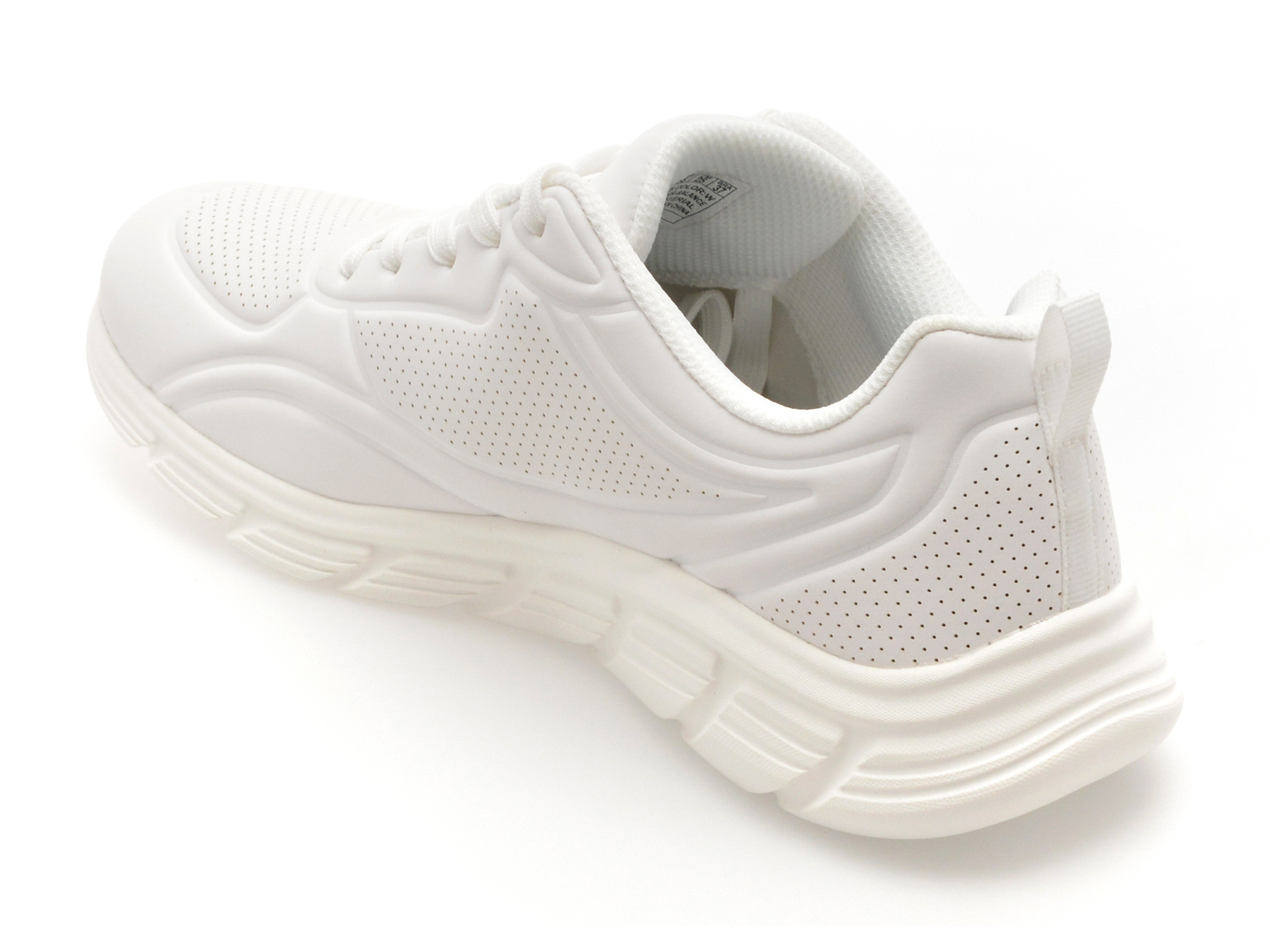 Pantofi sport SKECHERS albi, BOBS B FLEX LO, din piele ecologica