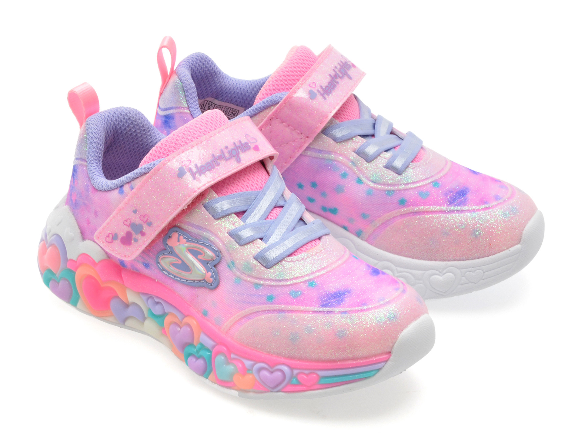 Pantofi sport skechers roz eternal heart lights din material textil kzlzj1111yk302696n