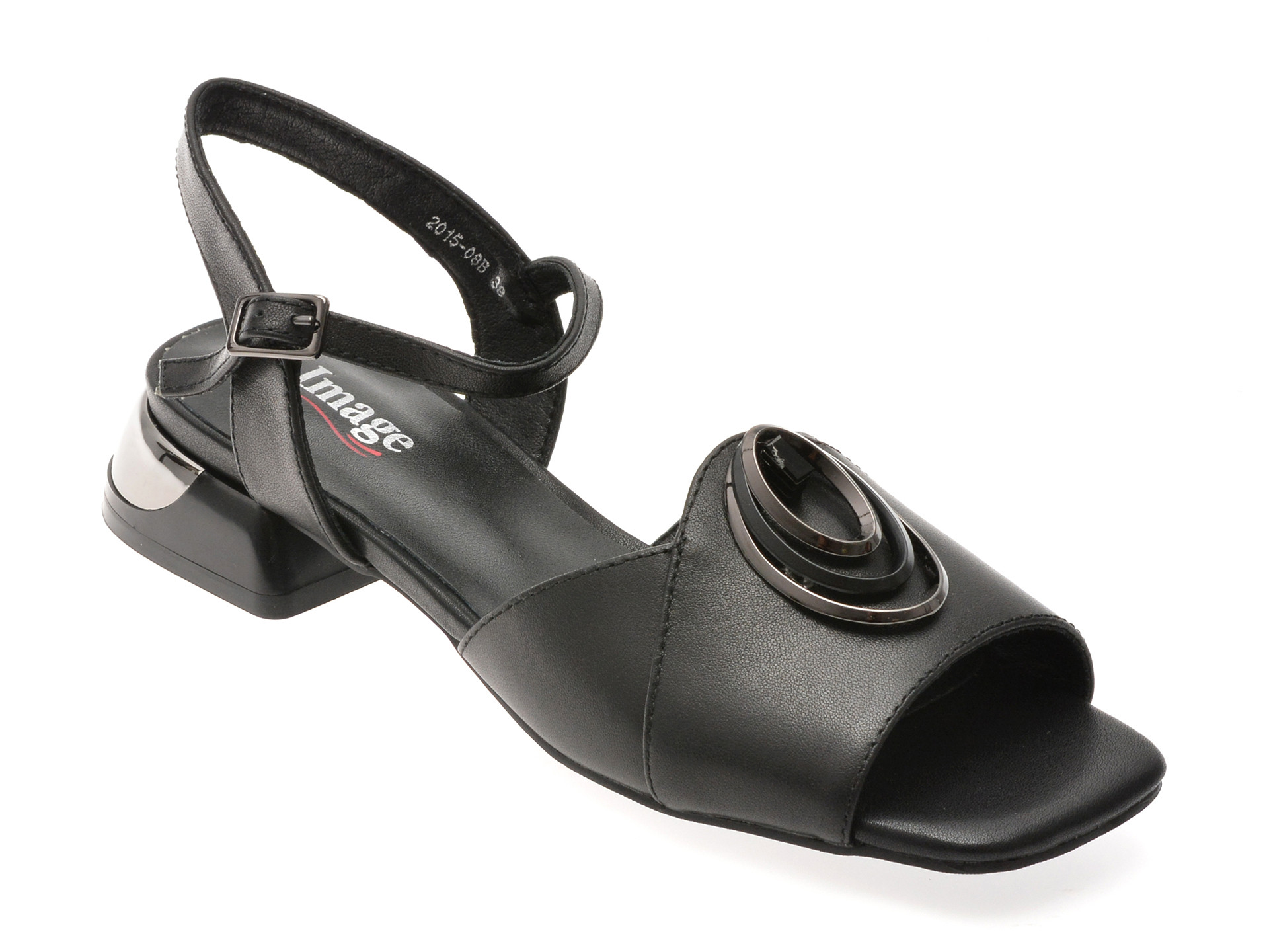 Sandale IMAGE negre, 201508, din piele naturala