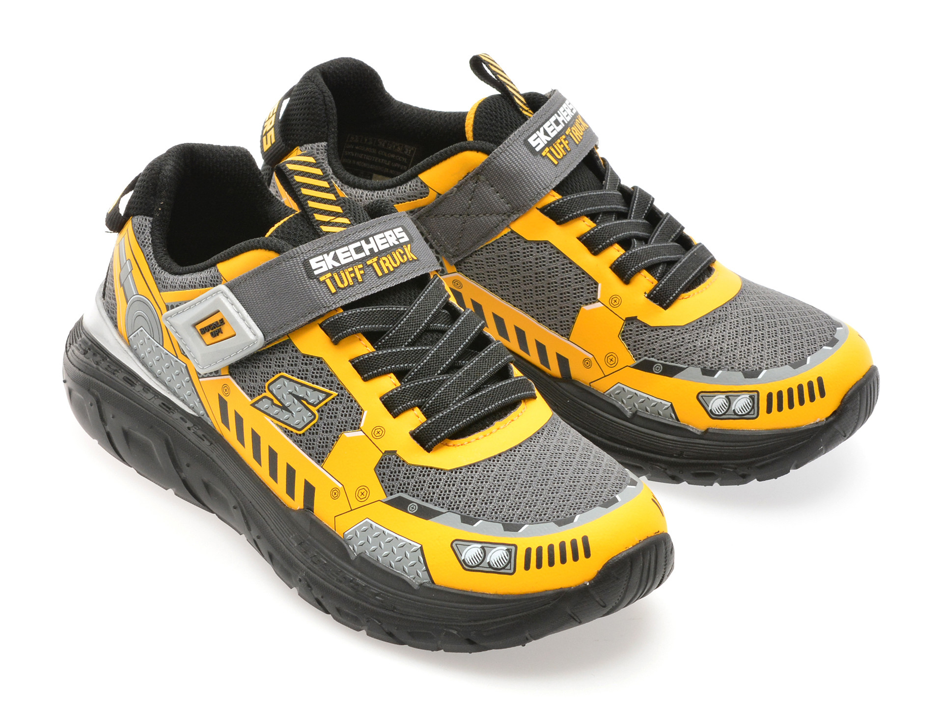 Pantofi sport SKECHERS galbeni, SKECH TRACKS, din material textil