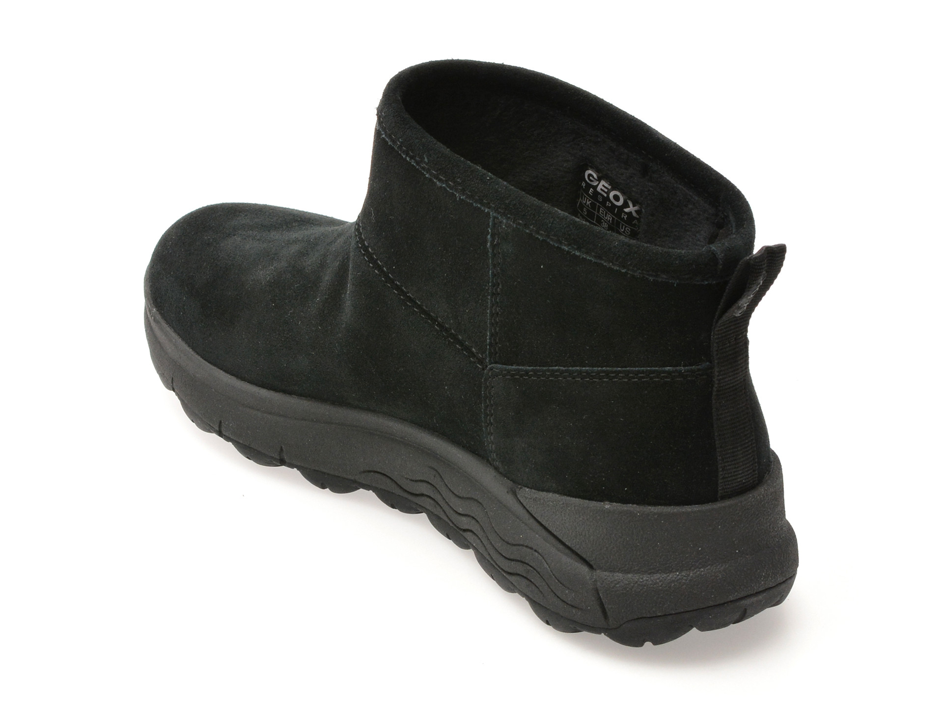 Ghete GEOX negre, D5626B, din piele intoarsa