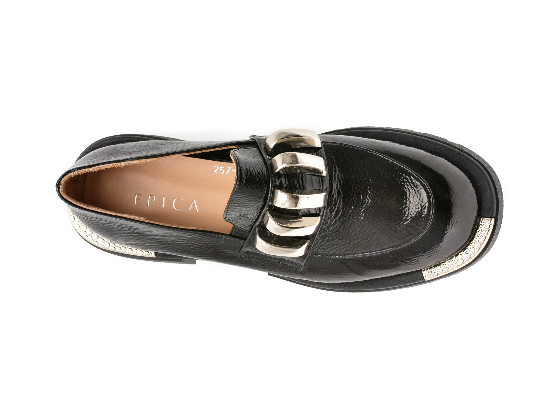 Mocasini EPICA negri, 574257, din piele naturala lacuita