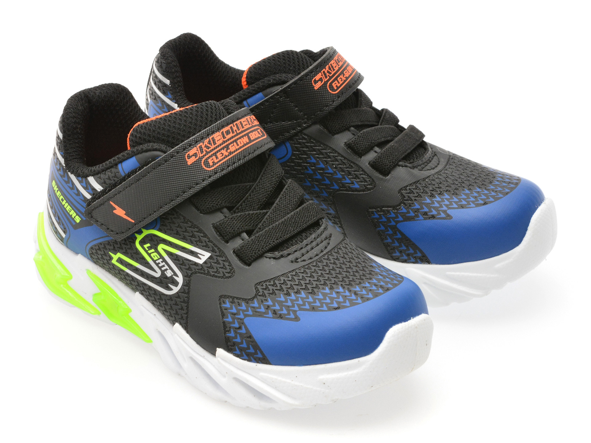 Pantofi sport SKECHERS negri, FLEX-GLOW BOLT, din material textil