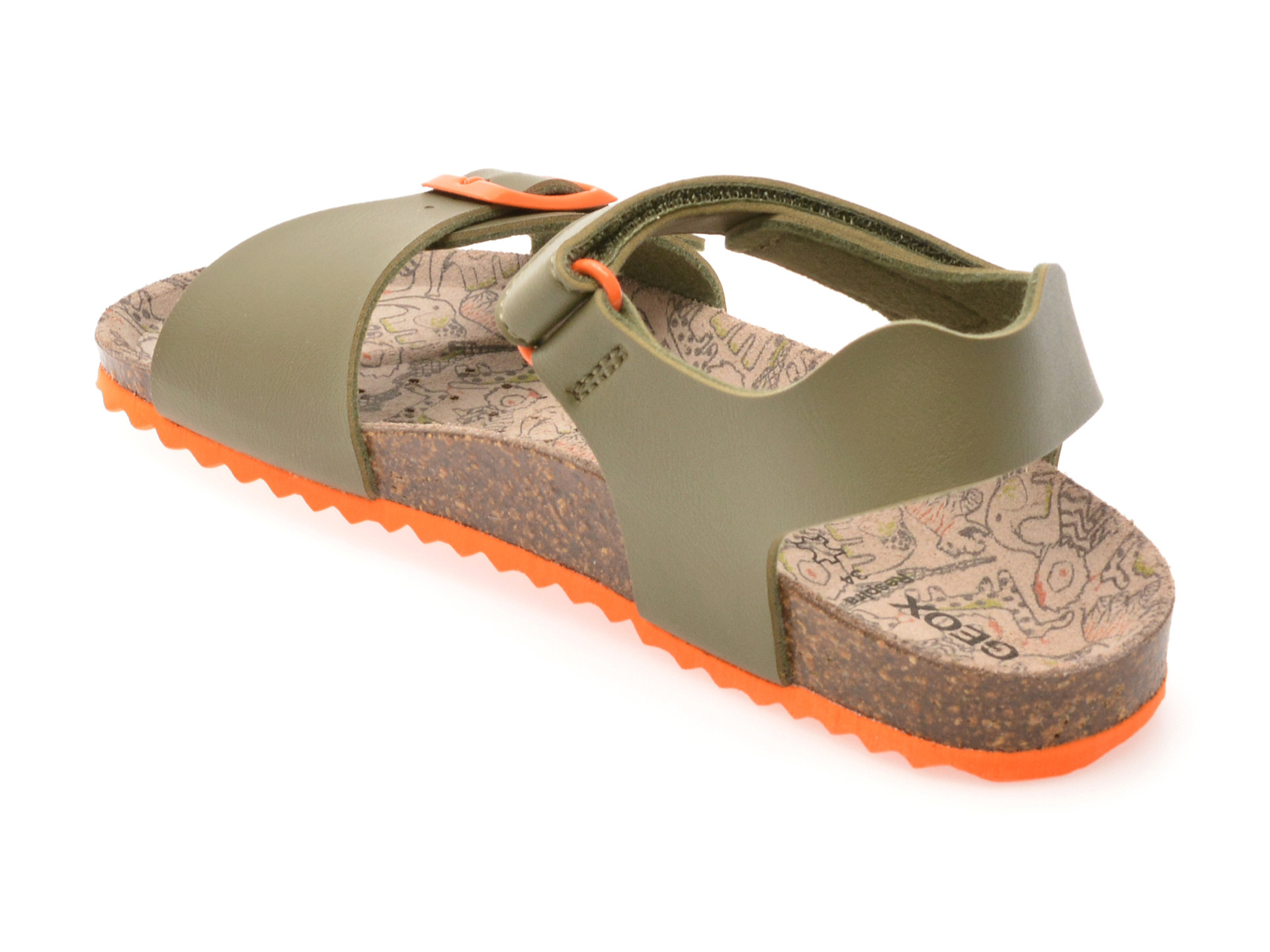 Sandale GEOX kaki, J028LB, din piele ecologica