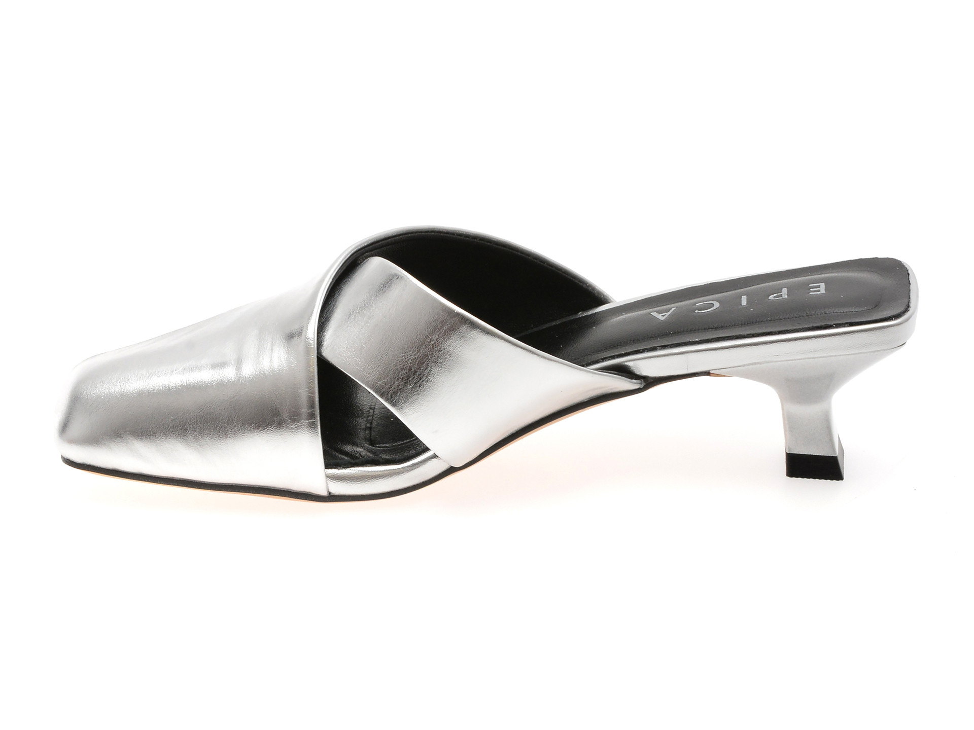 Papuci EPICA argintii, 2737, din piele naturala