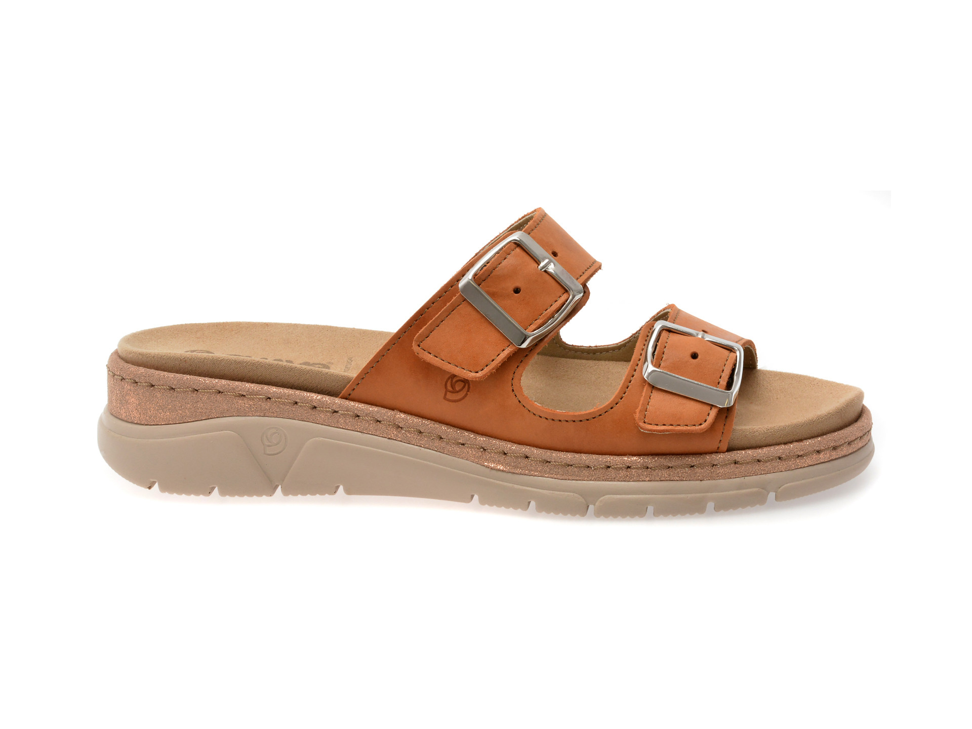 Papuci SUAVE portocalii, MOSTAR, din piele naturala