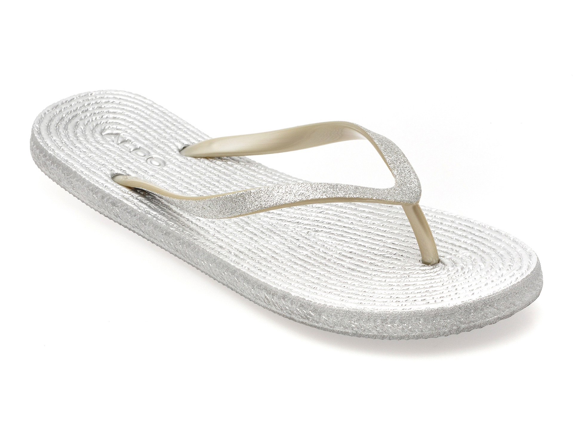 Papuci ALDO argintii, ALOOMBA 040, din piele ecologica