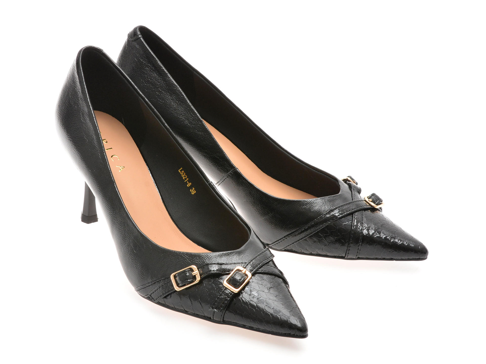 Pantofi eleganti EPICA negri, L5321, din piele naturala