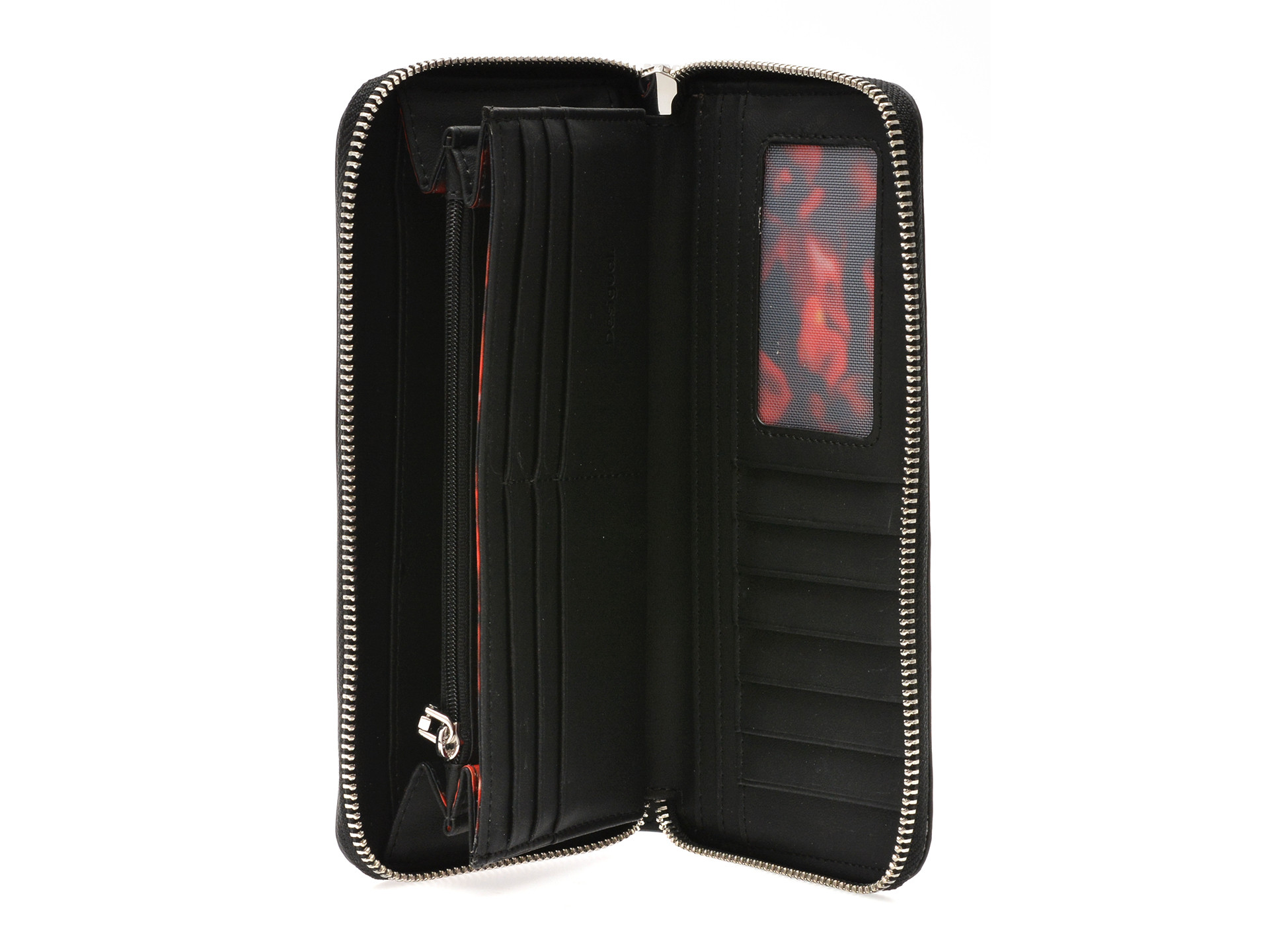 Portofel DESIGUAL negru, WAYP33, din piele ecologica