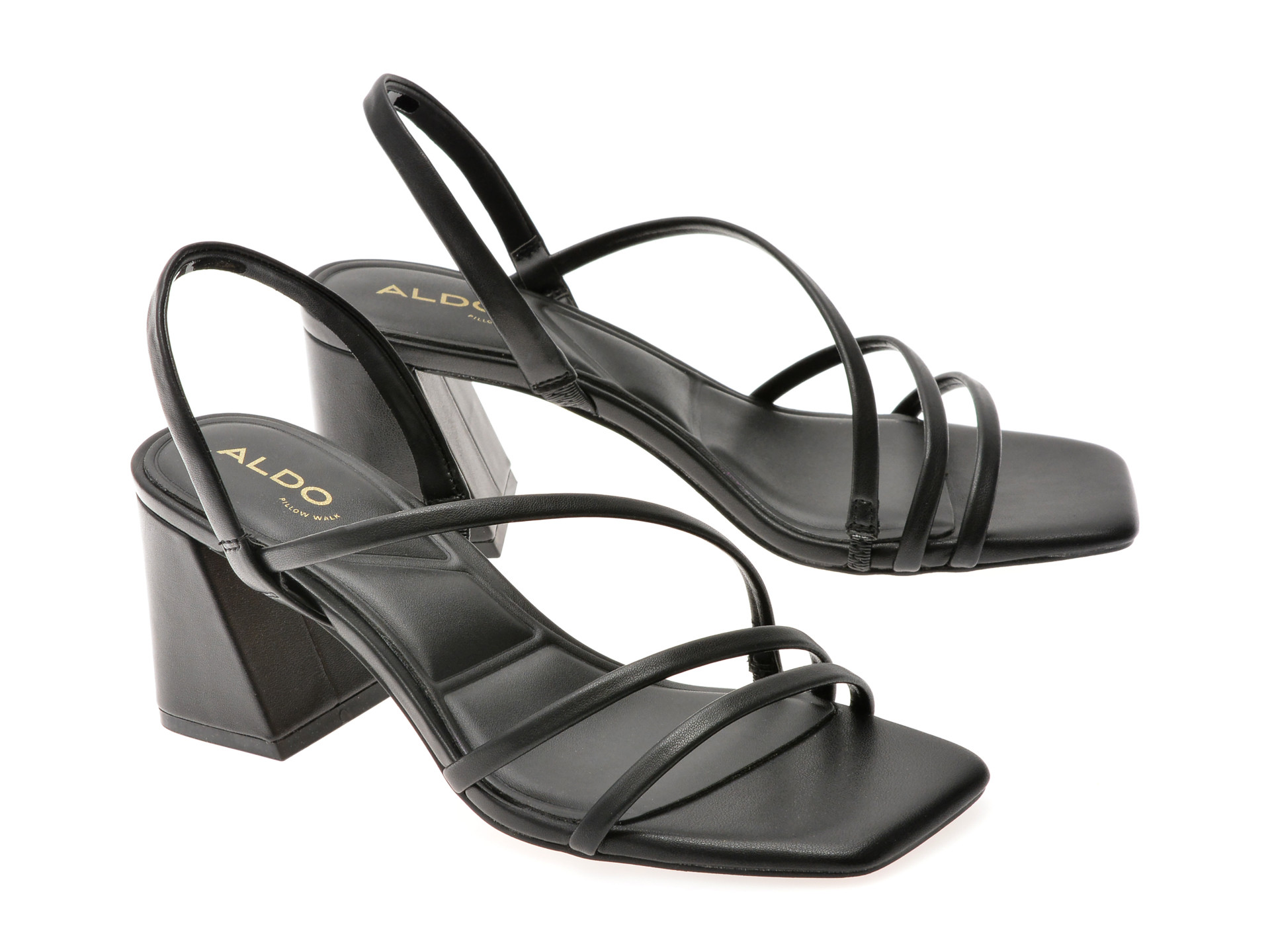 Sandale ALDO negre, ATLANTICUS 001, din piele ecologica