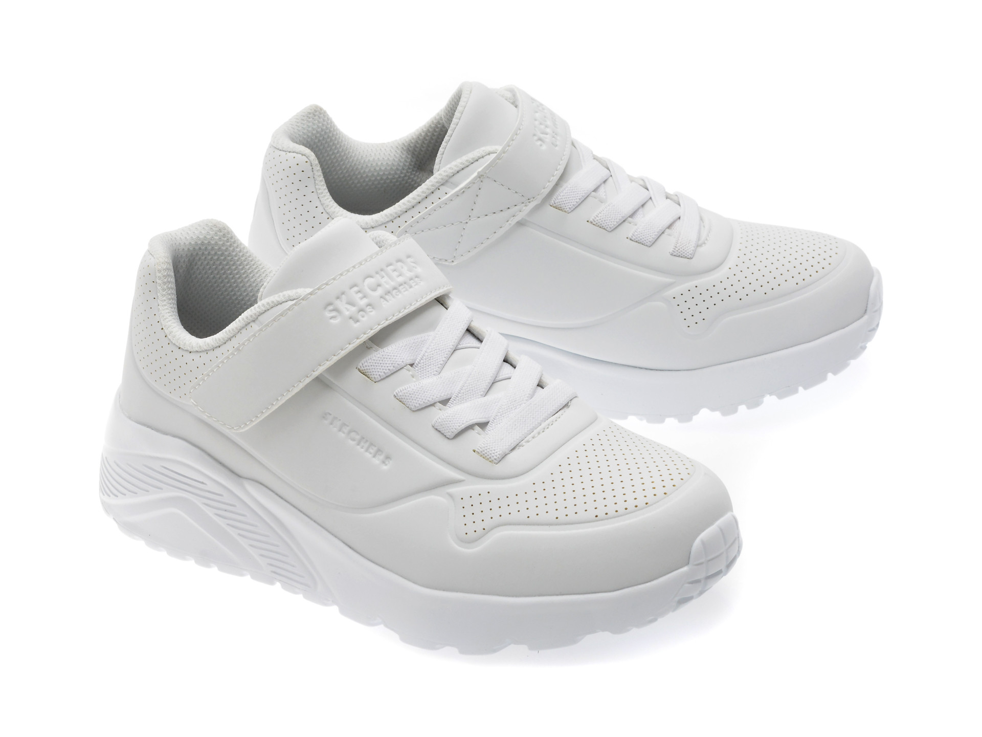 Pantofi sport SKECHERS albi, UNO LITE, din piele ecologica