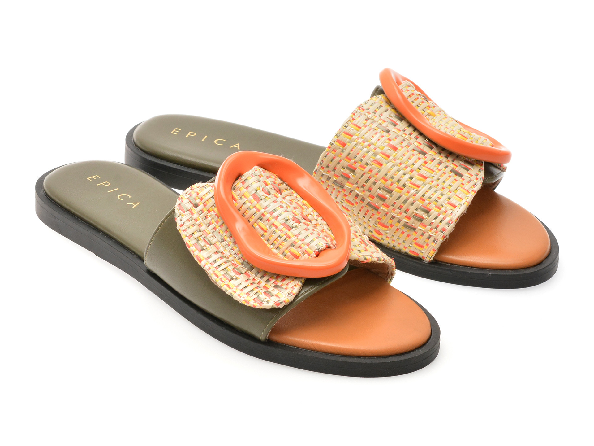 Papuci epica verzi 82913 din piele ecologica