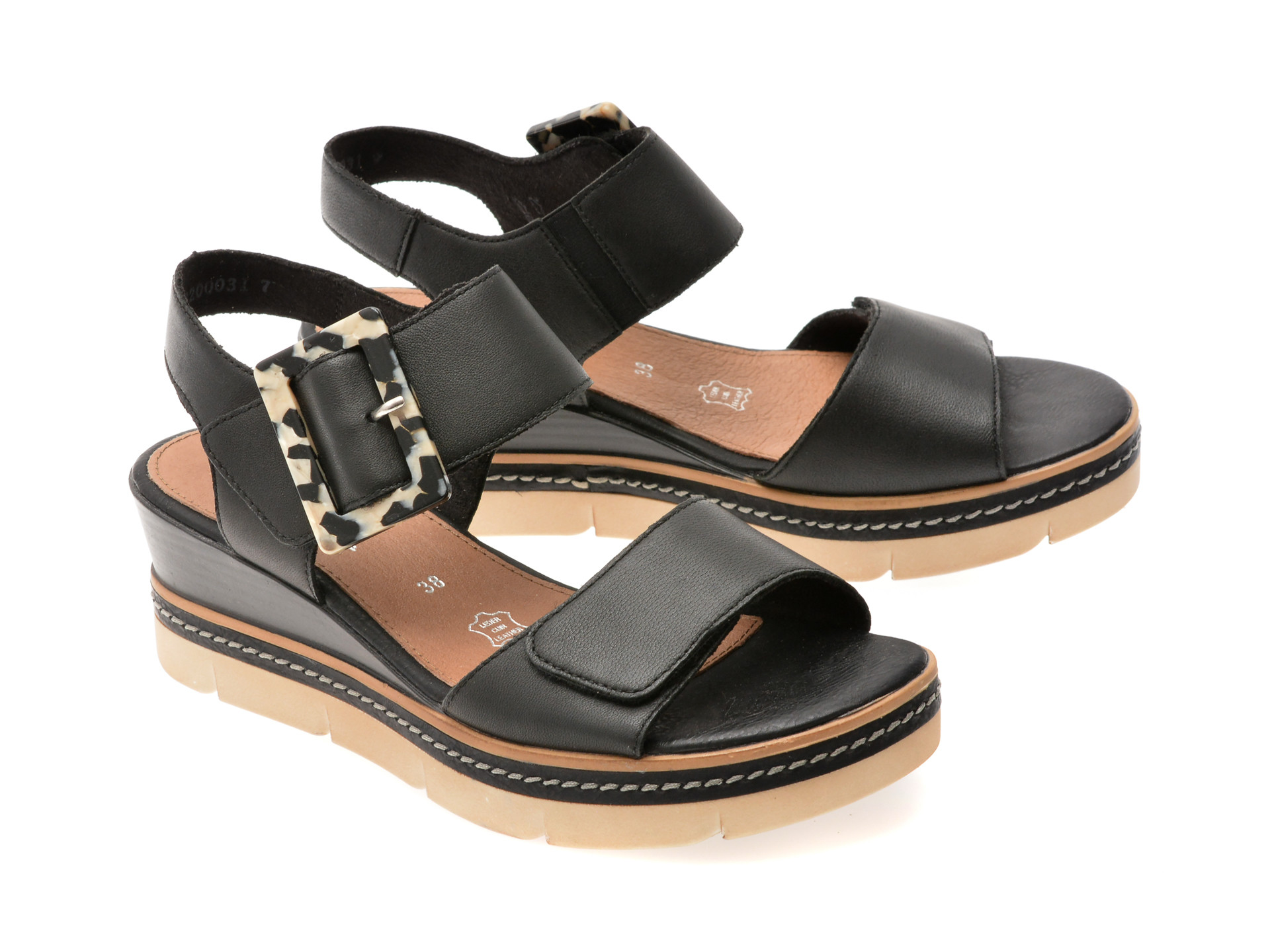 Sandale REMONTE negre, D2L53, din piele naturala