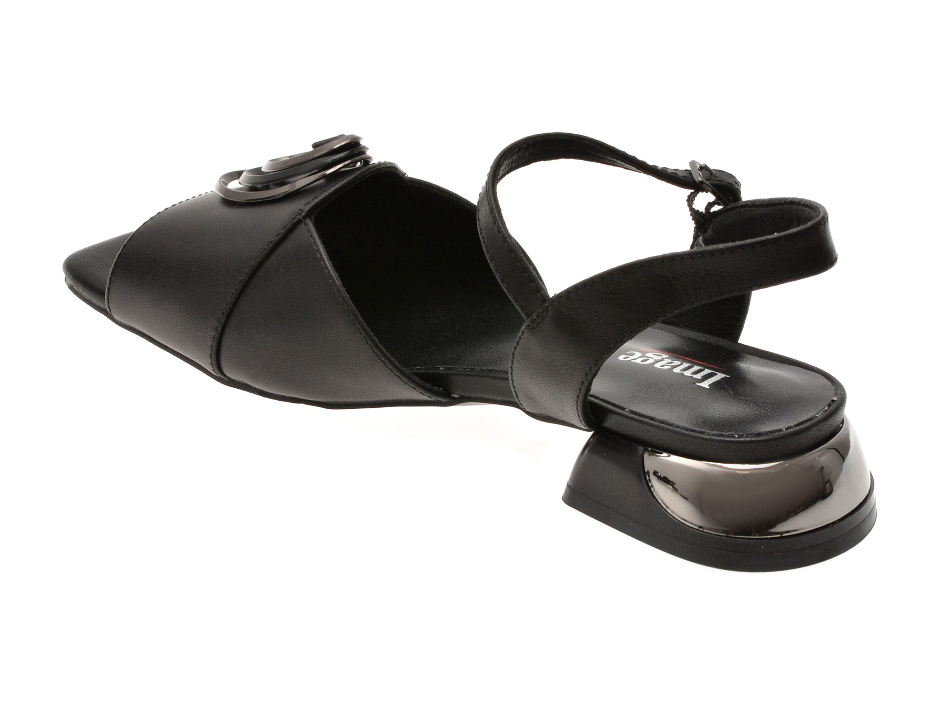 Sandale IMAGE negre, 201508, din piele naturala