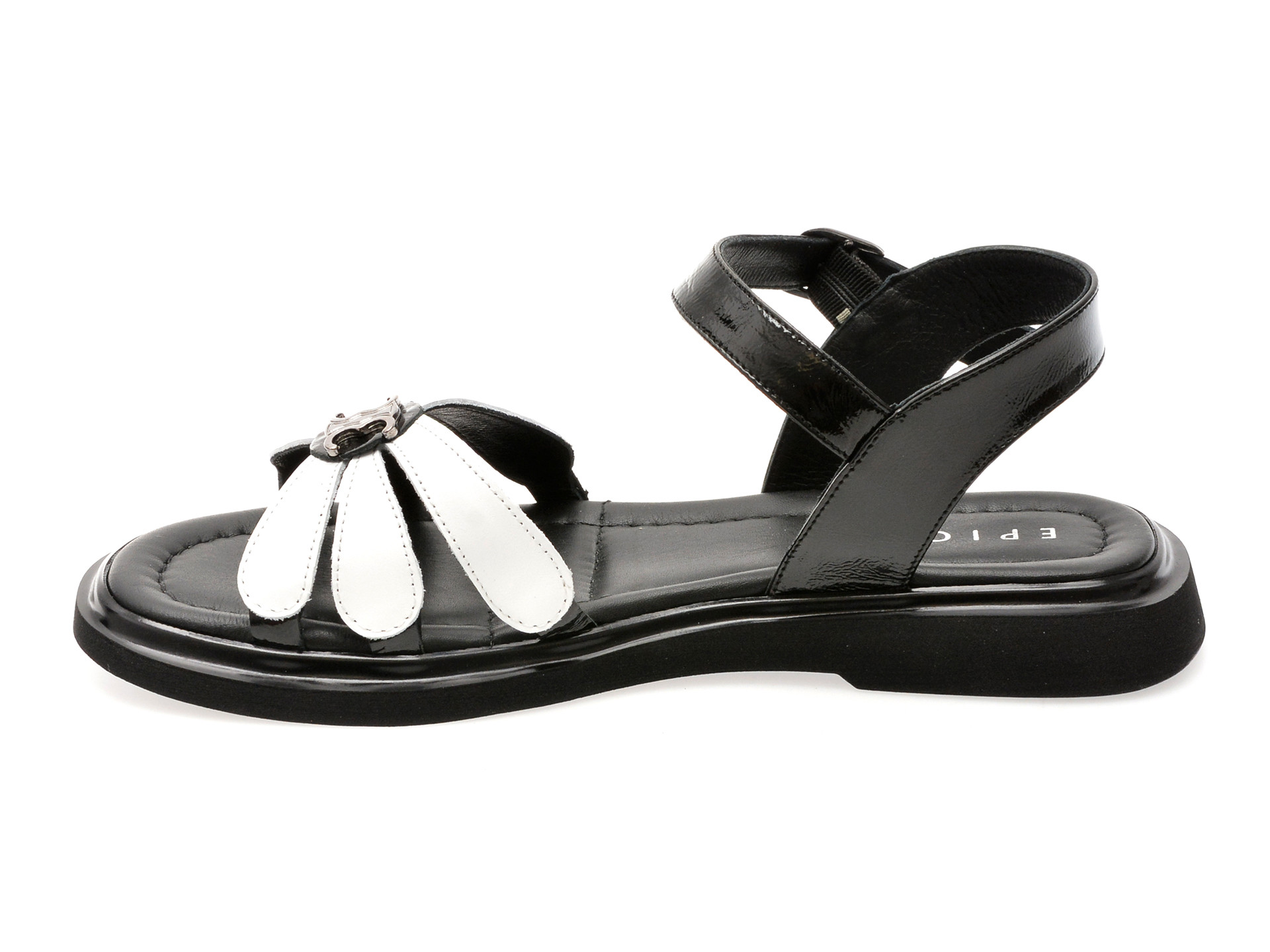 Sandale EPICA alb-negru, 341125, din piele naturala