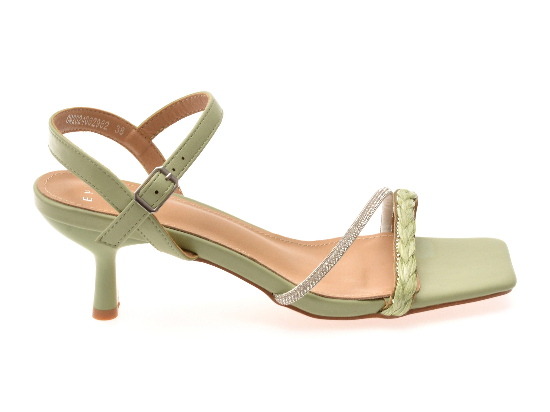 Sandale elegante EPICA verzi, 82982, din piele ecologica