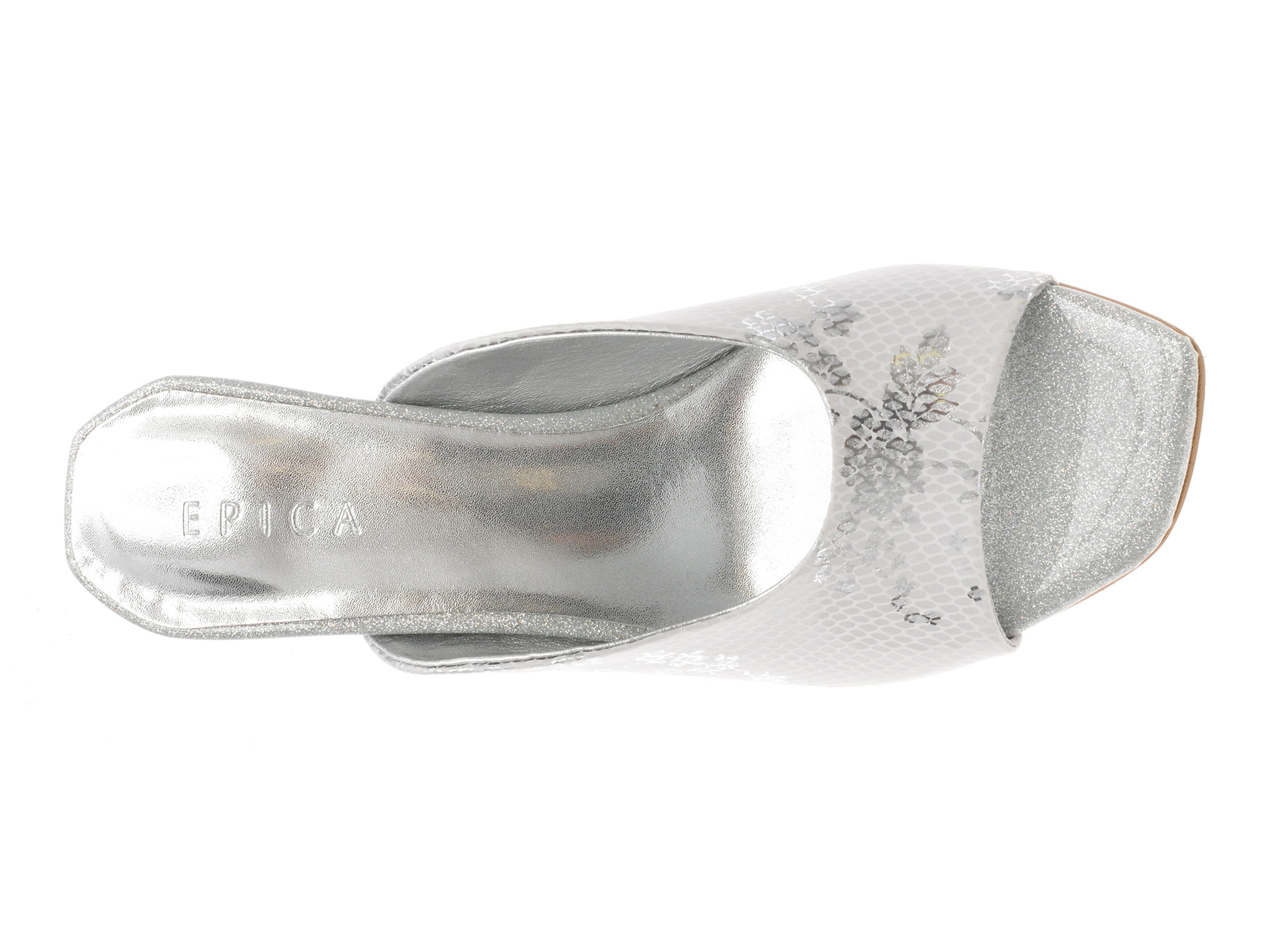 Papuci EPICA argintii, 3L595, din piele naturala