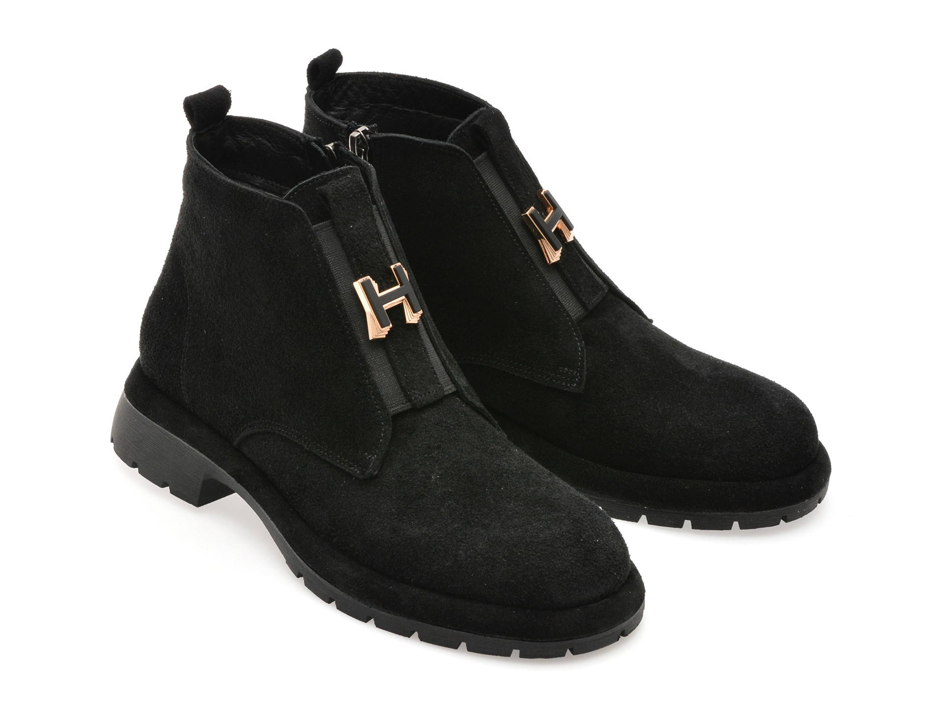 Ghete IMAGE negre, 157525, din piele intoarsa