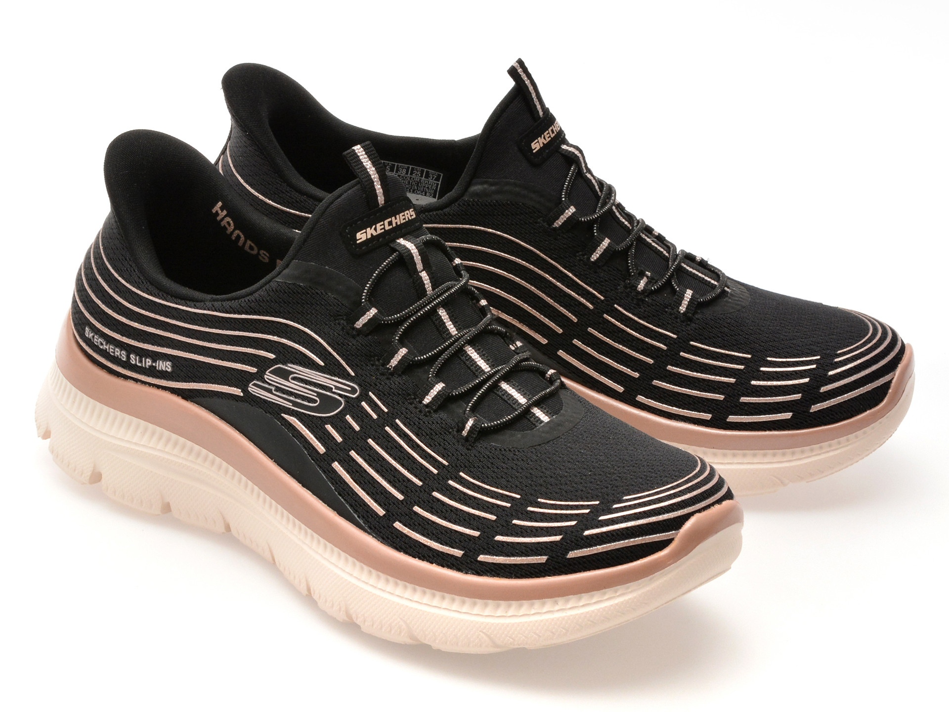 Pantofi sport SKECHERS negri, SUMMITS PLUS, din material textil