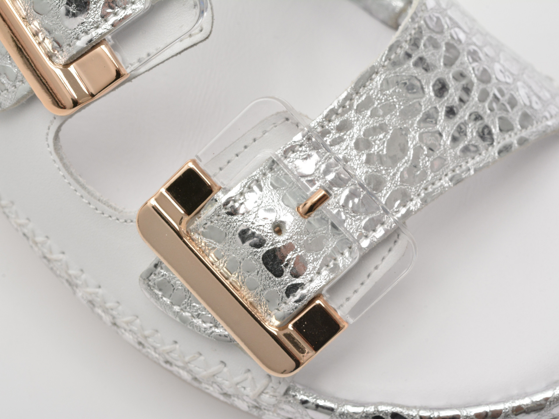 Papuci IMAGE albi, 91123, din piele naturala