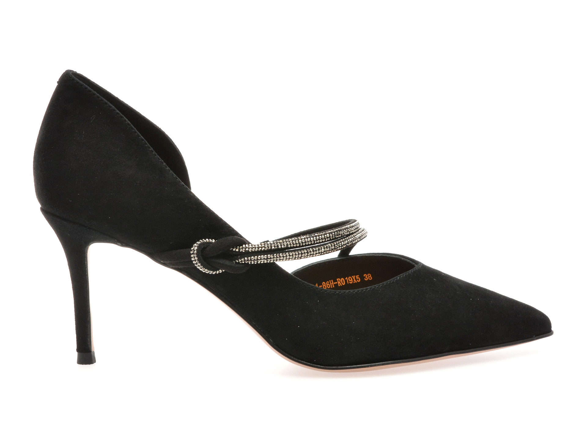 Pantofi eleganti EPICA negri, E291, din piele intoarsa