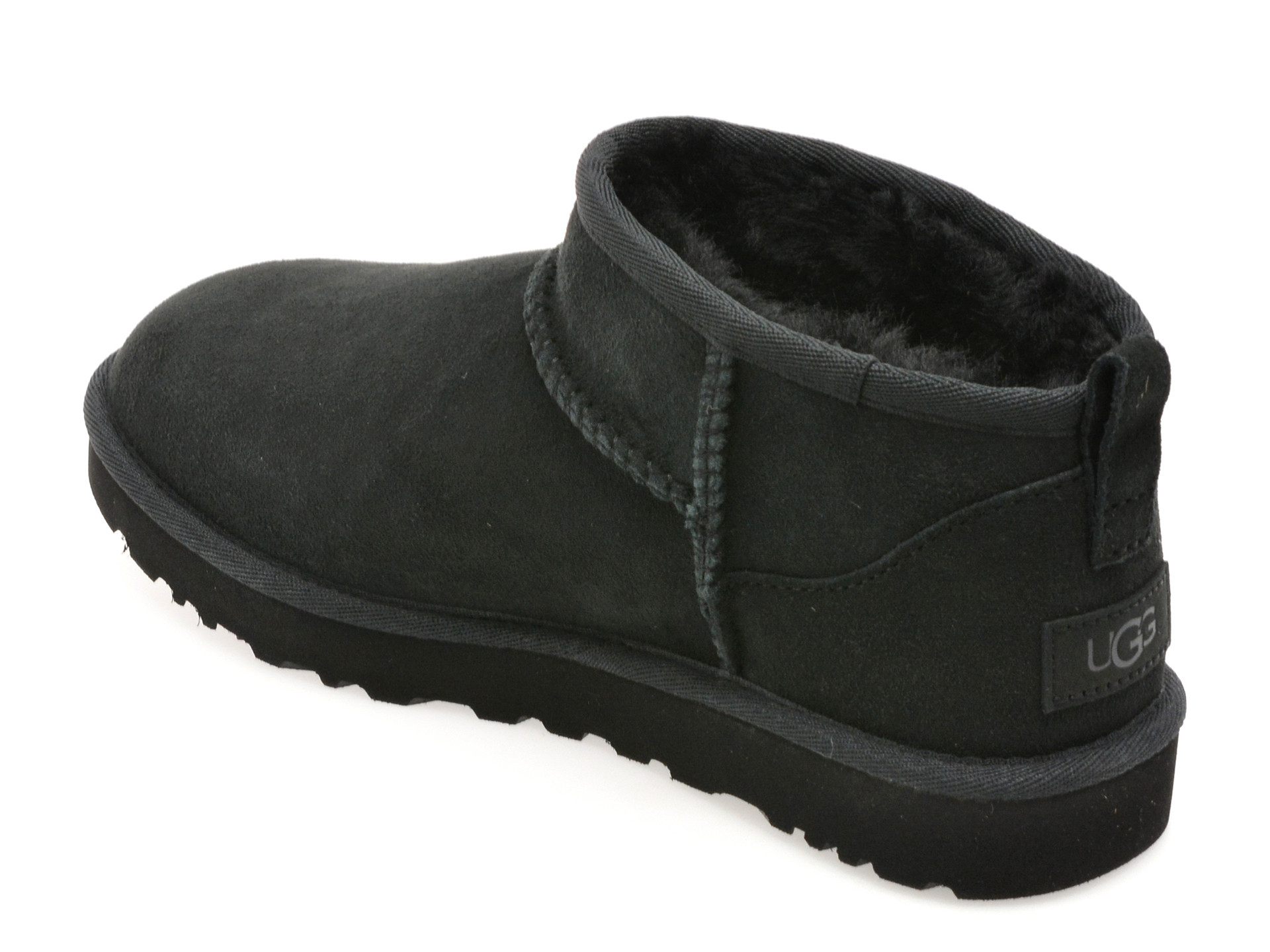 Ghete UGG negre, CLASSIC ULTRA MINI, din piele intoarsa