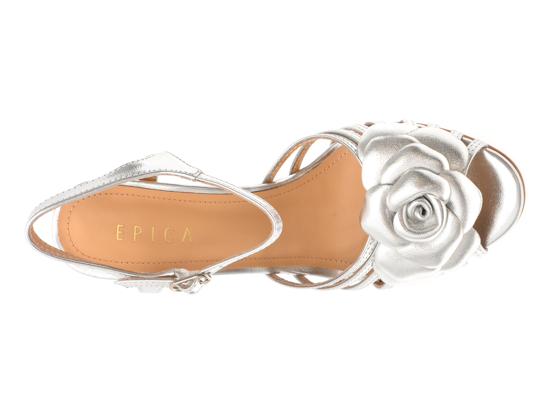 Sandale elegante EPICA argintii, 4H1106, din piele naturala