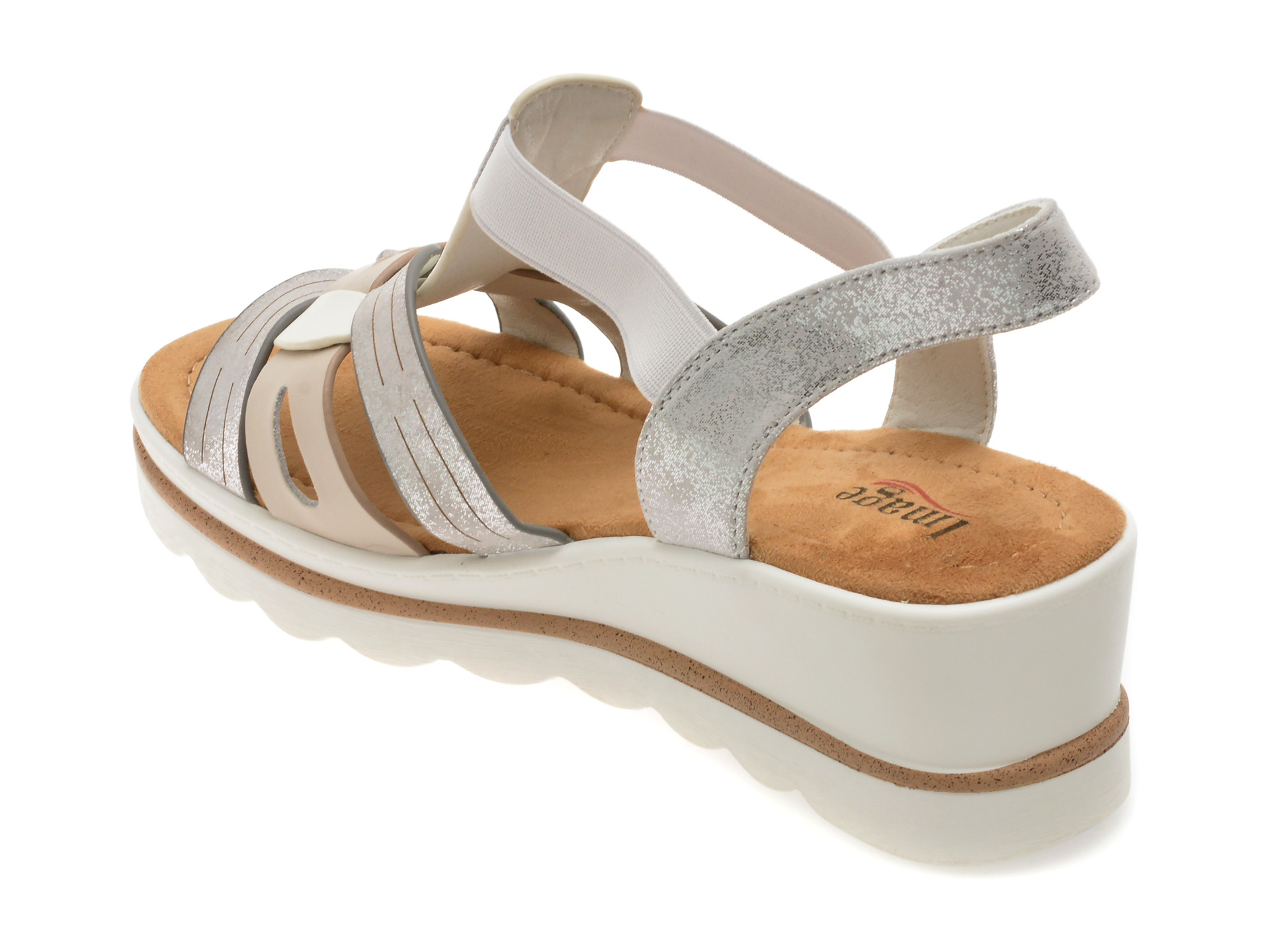 Sandale IMAGE albe, 1152H15, din piele naturala