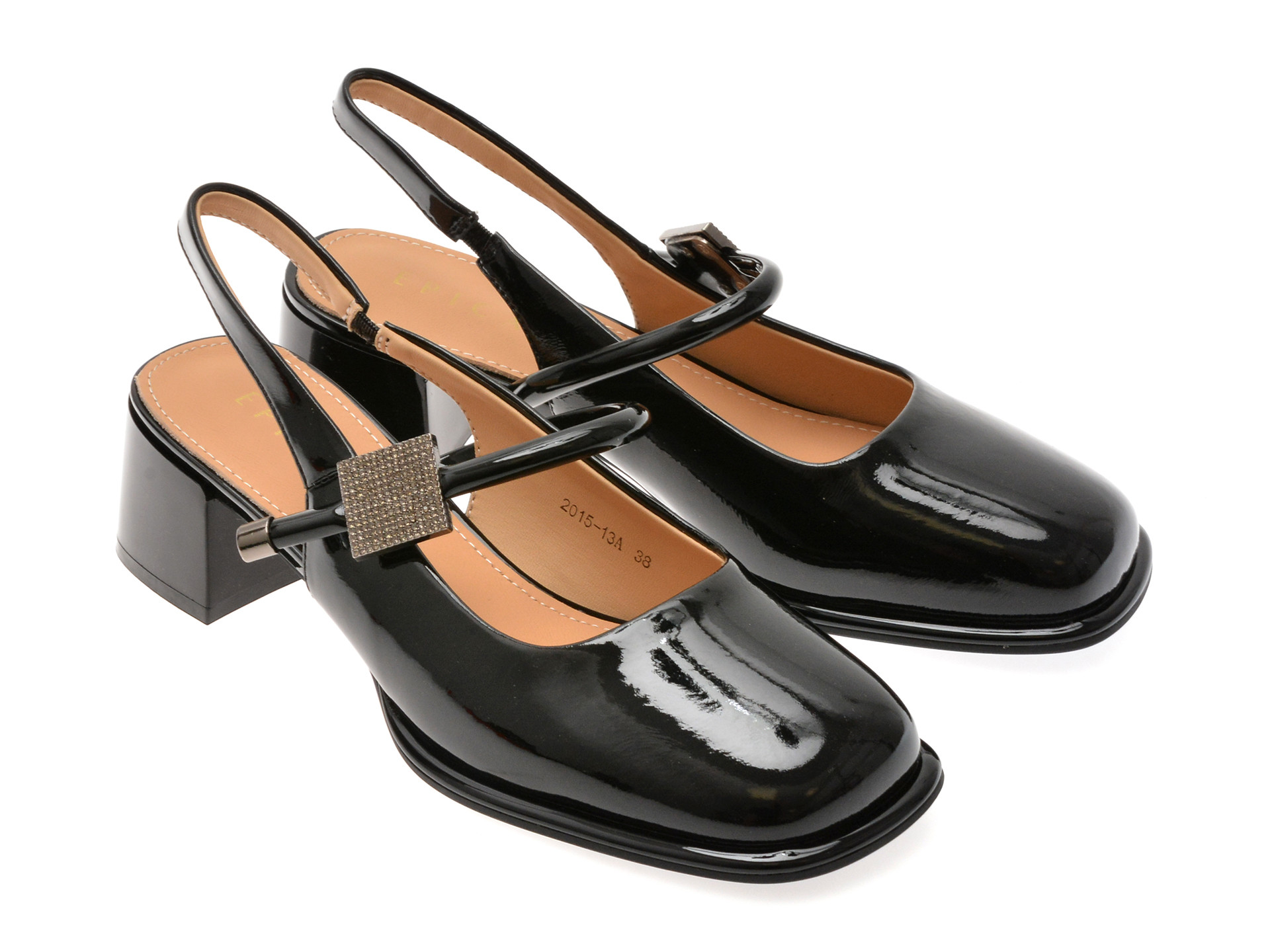 Pantofi EPICA negri, 201513, din piele naturala lacuita