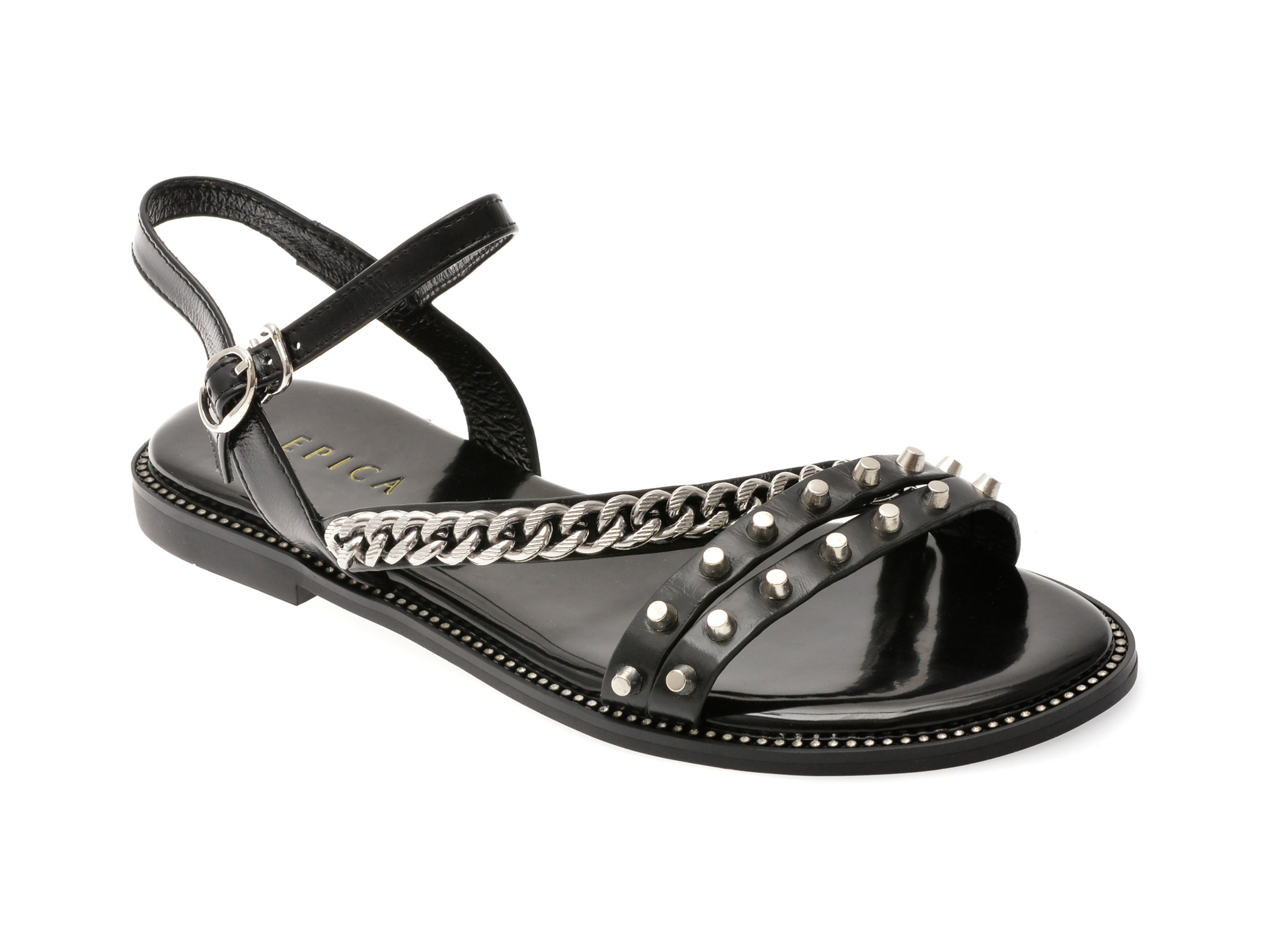 Sandale EPICA negre, 3L105, din piele naturala