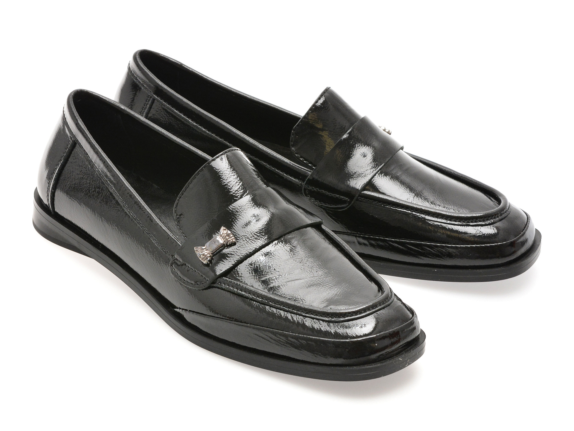 Mocasini EPICA negri, 42480, din piele naturala lacuita
