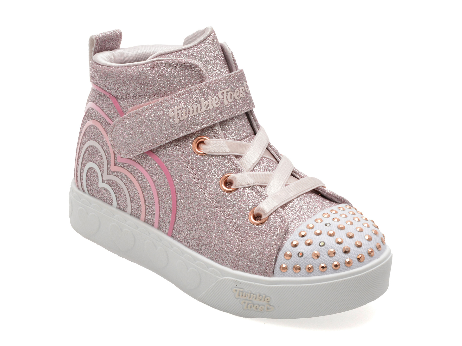 Ghete SKECHERS roz, HEART STEPS, din piele ecologica