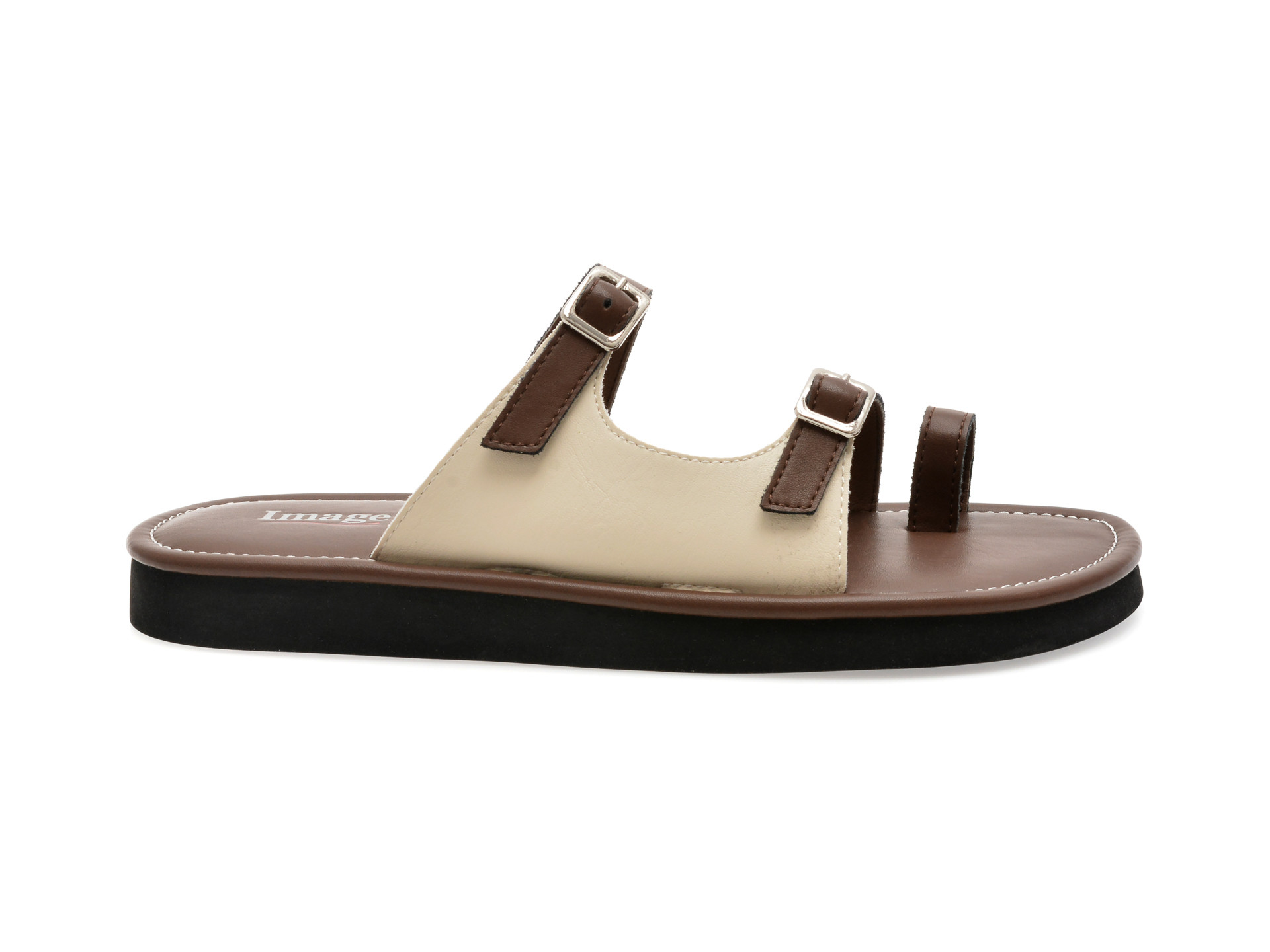 Papuci IMAGE maro, 201511, din piele naturala