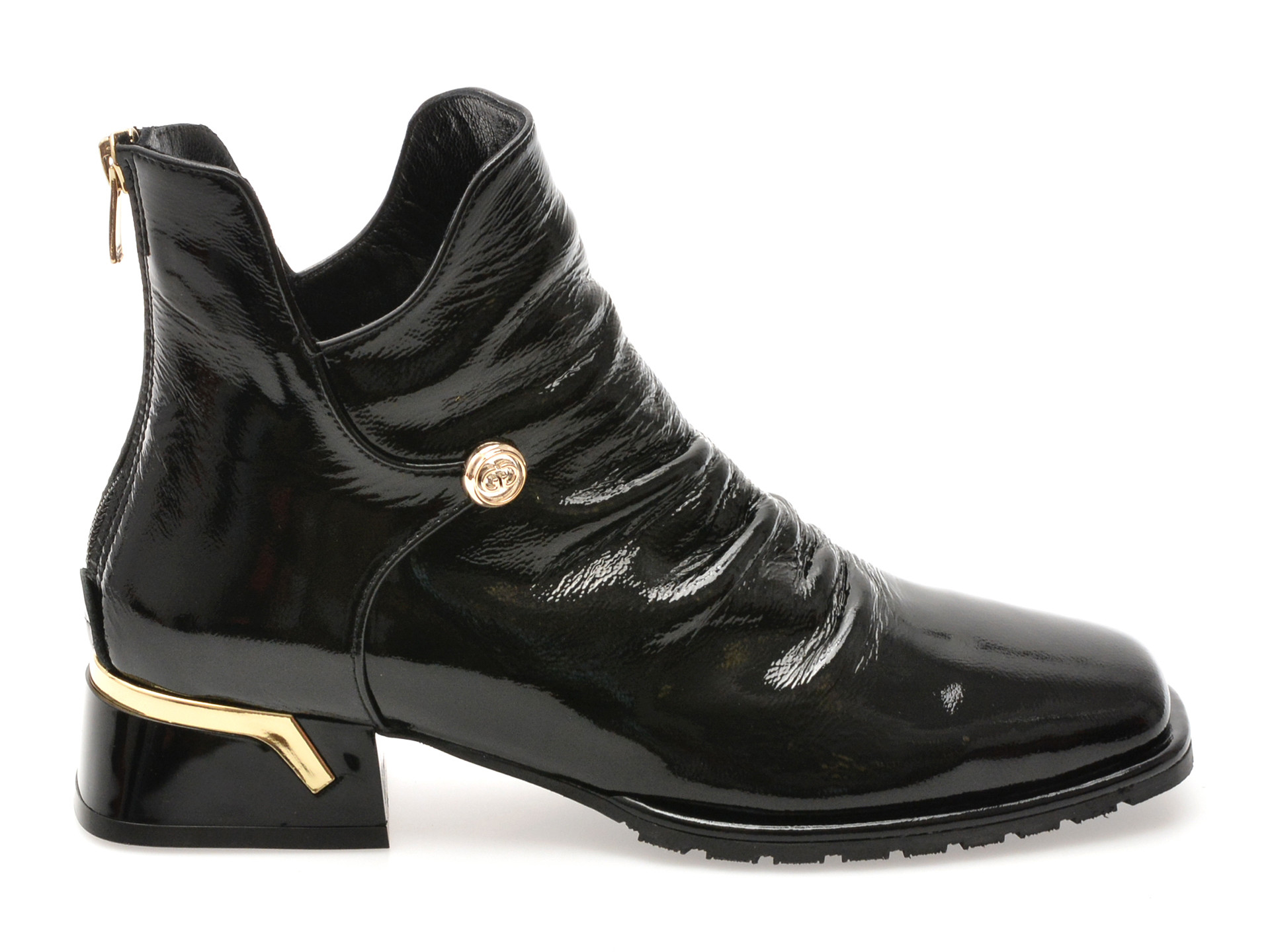 Ghete EPICA negre, 531227, din piele naturala lacuita