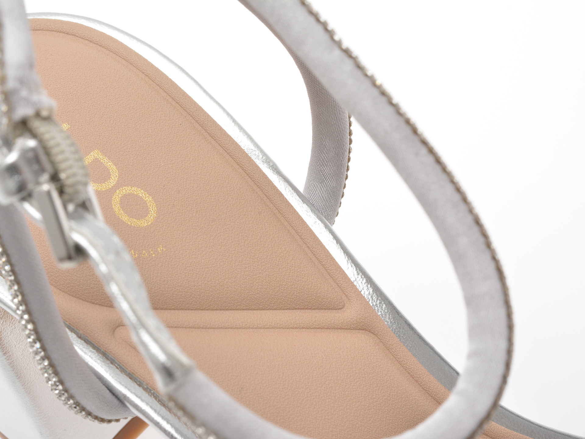 Sandale elegante ALDO argintii, BOUCLETTE 040, din material textil