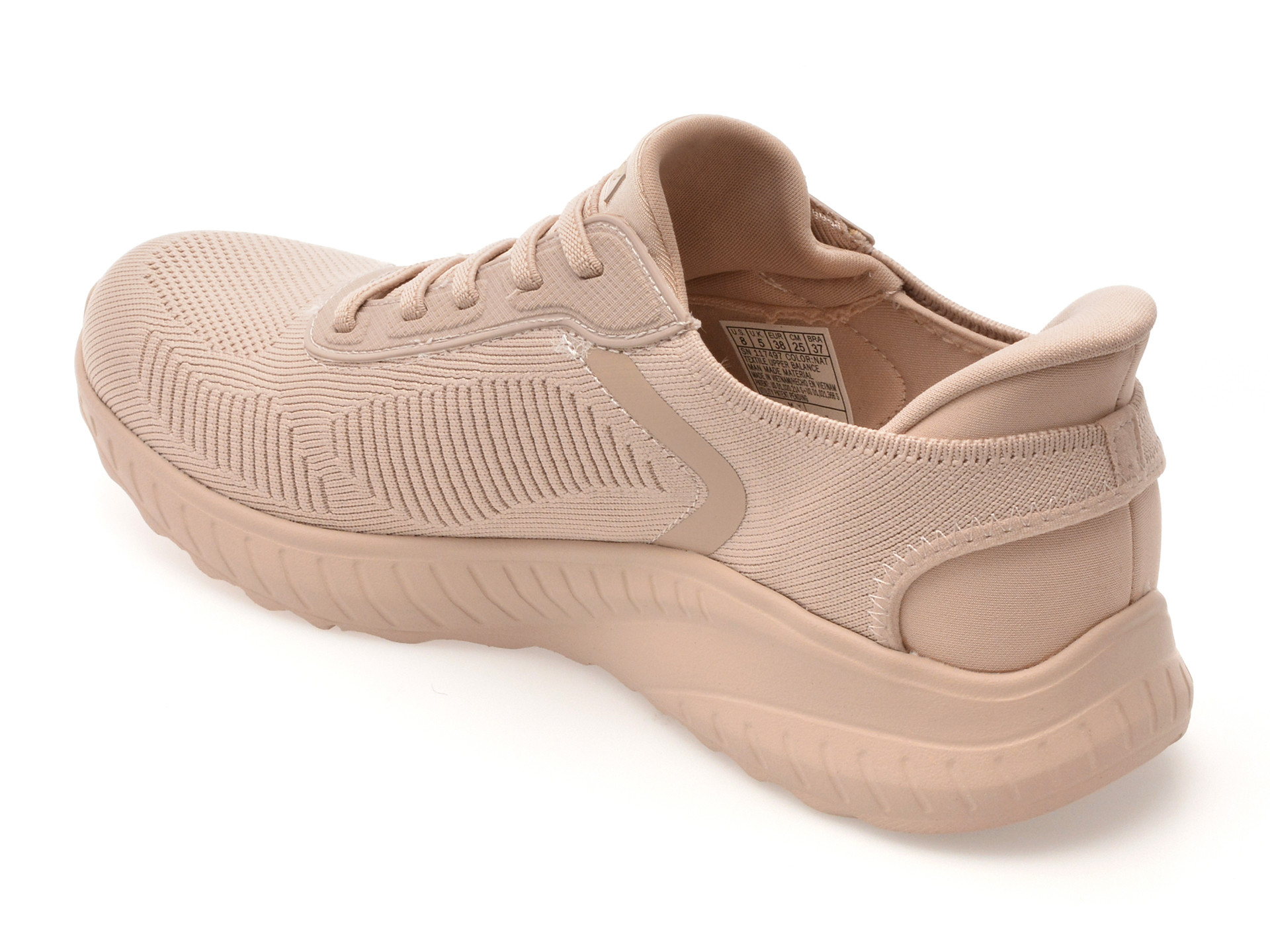 Pantofi sport SKECHERS nude, BOBS SQUAD CHAOS, din material textil
