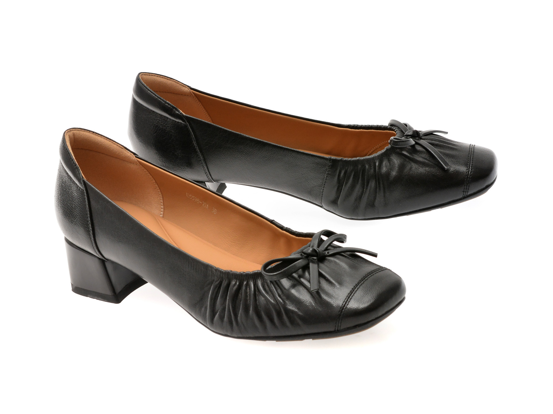 Balerini EPICA negri, 1D5598, din piele naturala