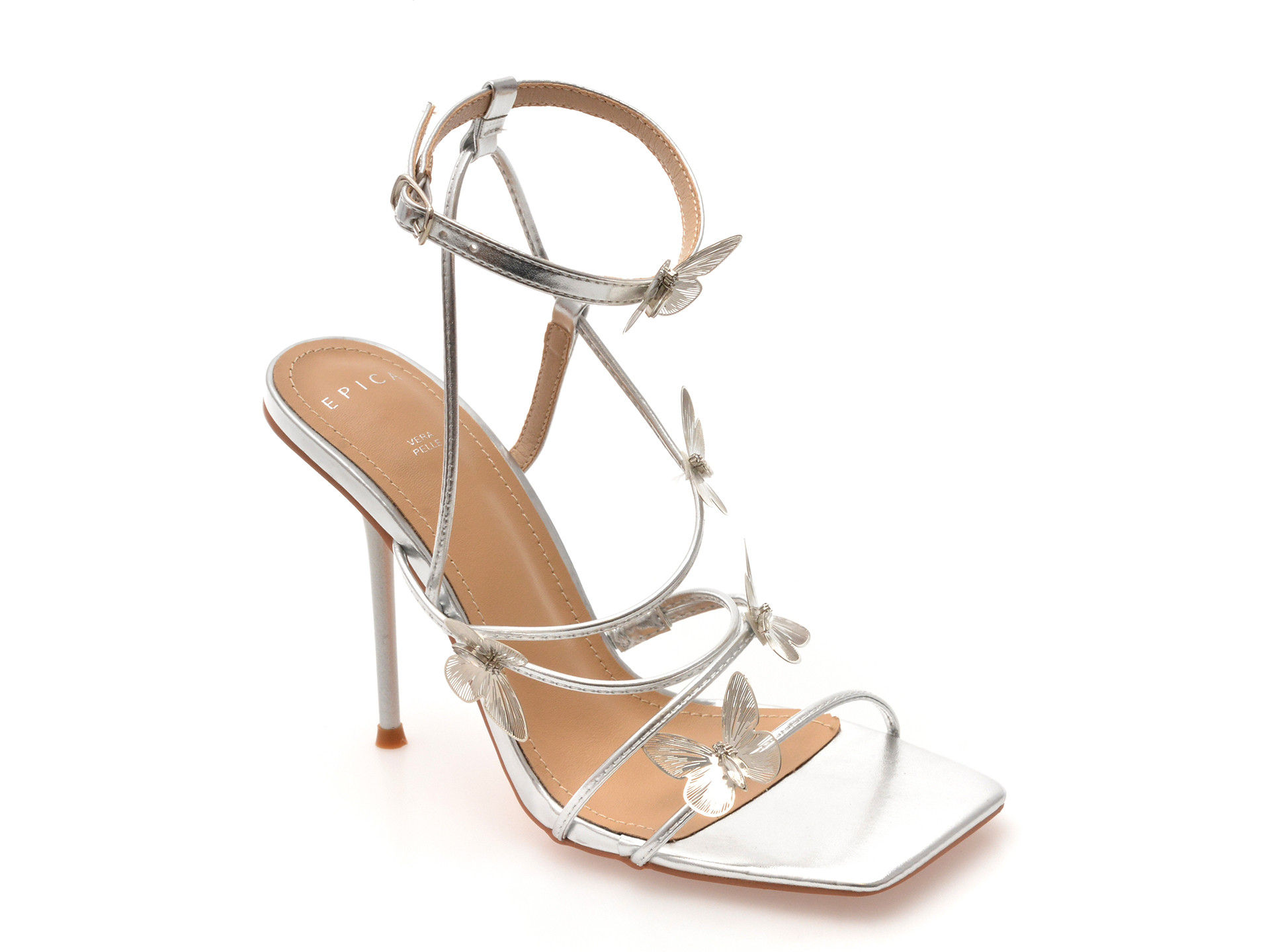 Sandale elegante EPICA argintii, 82964, din piele ecologica