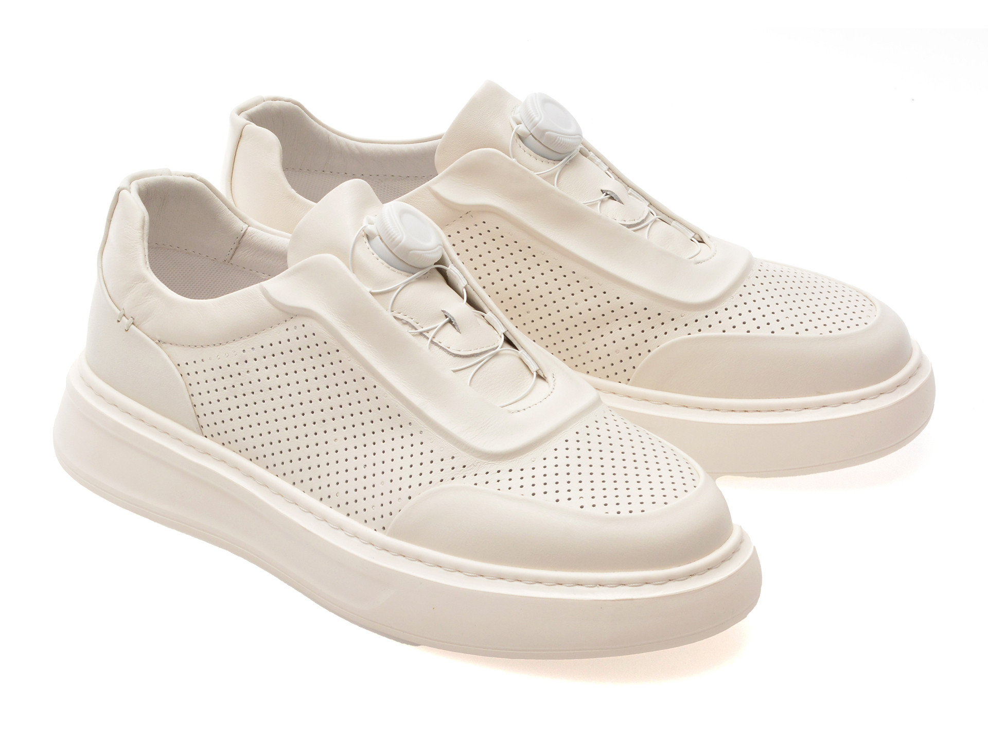 Pantofi sport EPICA albi, 110263, din piele naturala