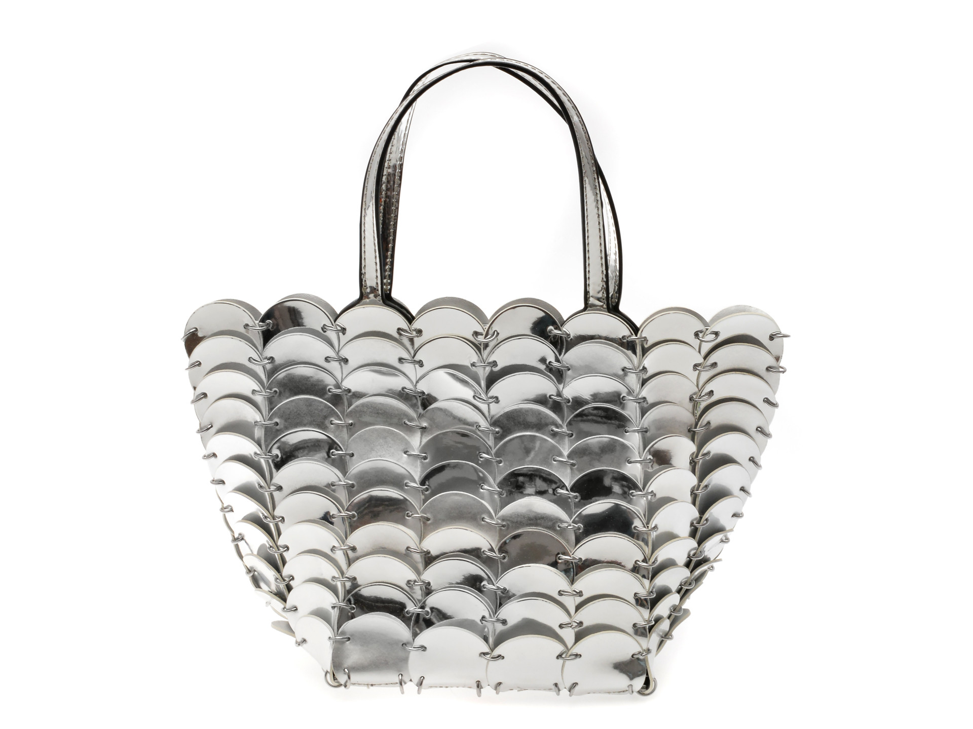 Geanta EPICA argintie, 354, din piele ecologica