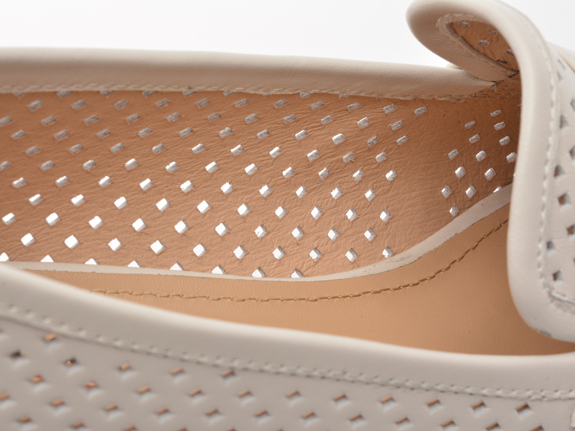 Mocasini IMAGE albi, HR364, din piele naturala