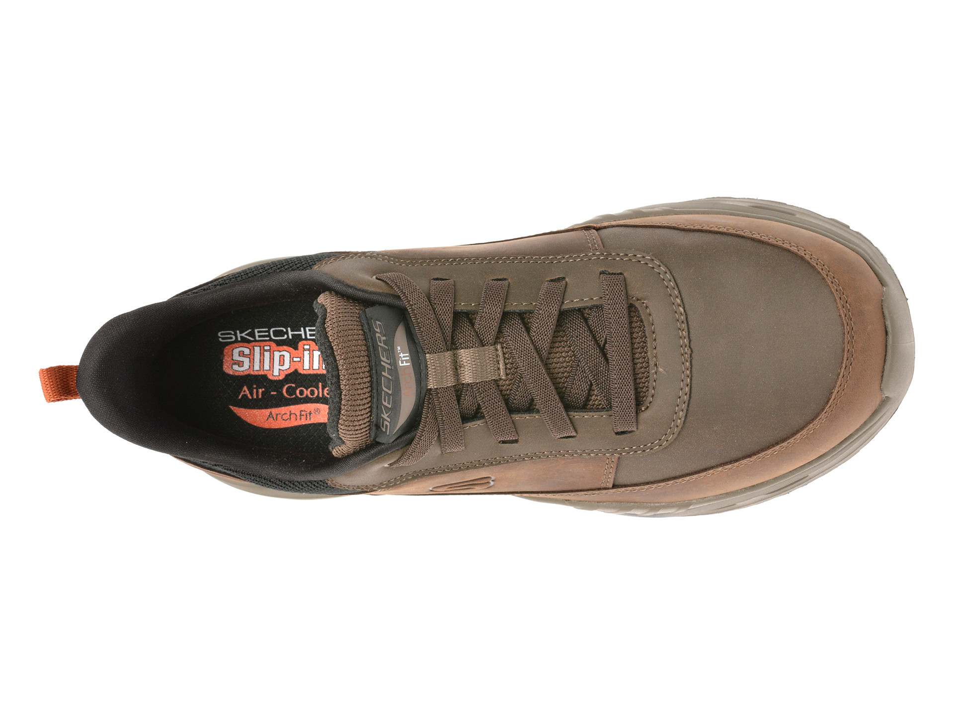 Pantofi sport SKECHERS maro, ARCH FIT ORVAN, din piele naturala